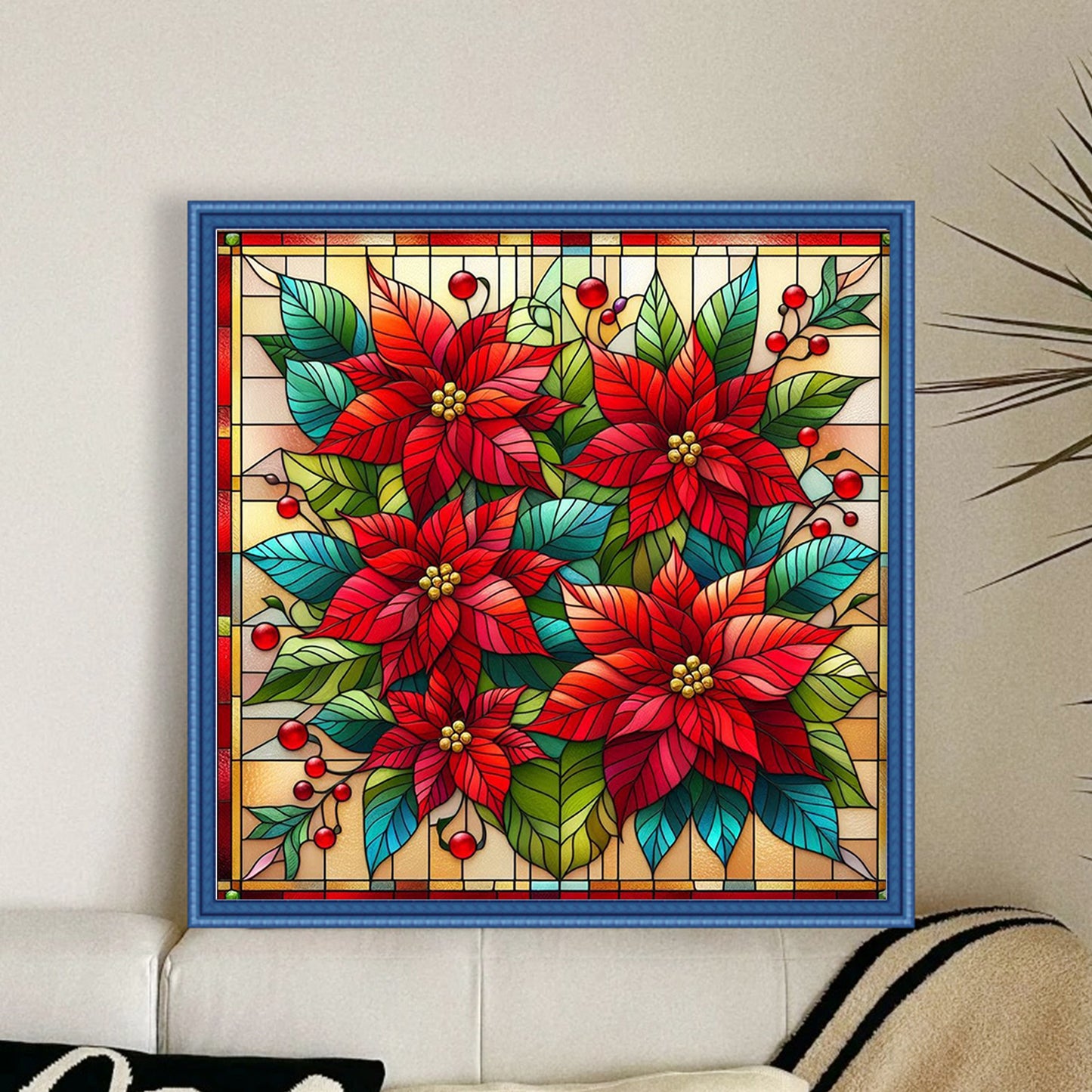 Christmas Flower - Full 11CT Stamped Cross Stitch 45x45CM - Huacan