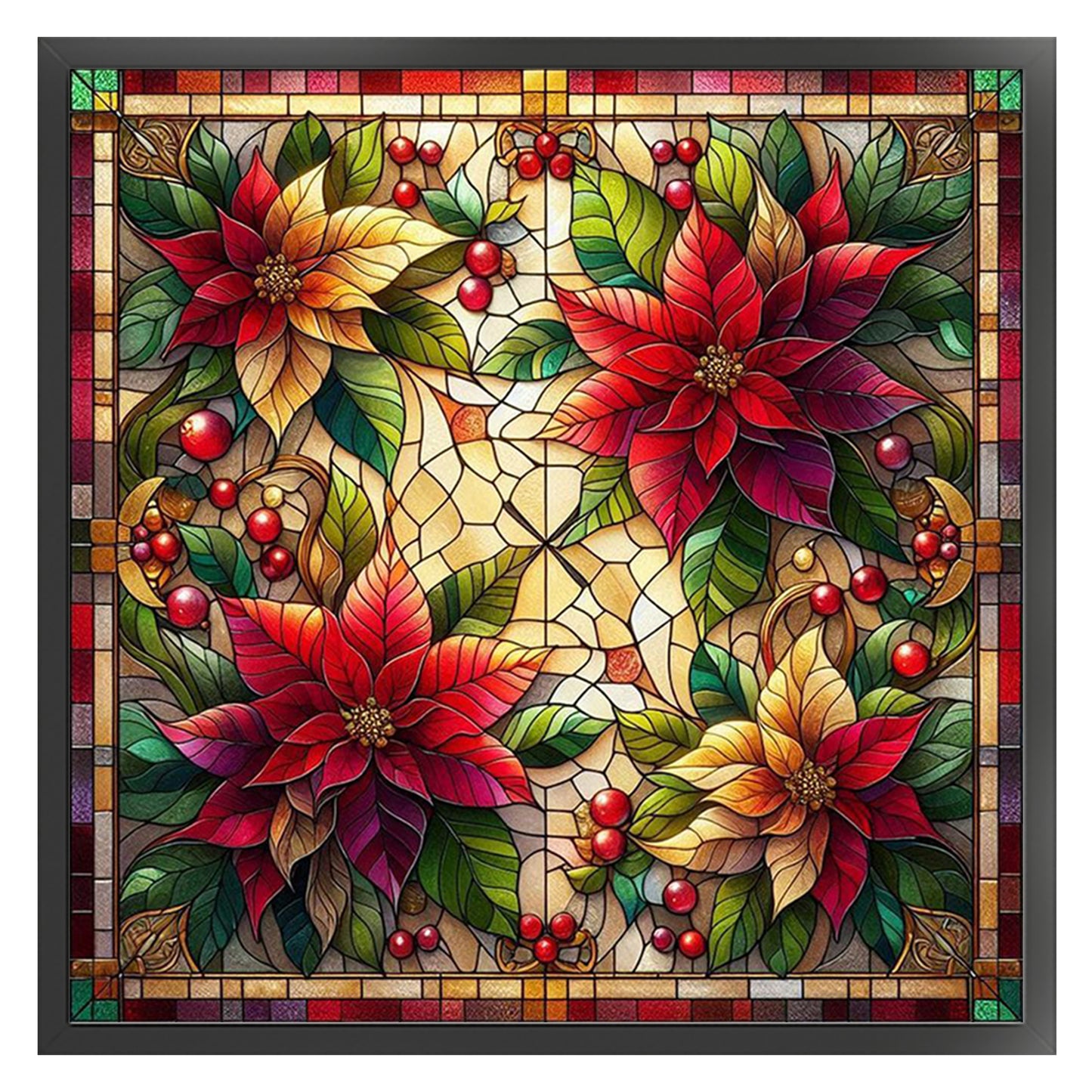 Christmas Flower - Full 11CT Stamped Cross Stitch 45x45CM - Huacan
