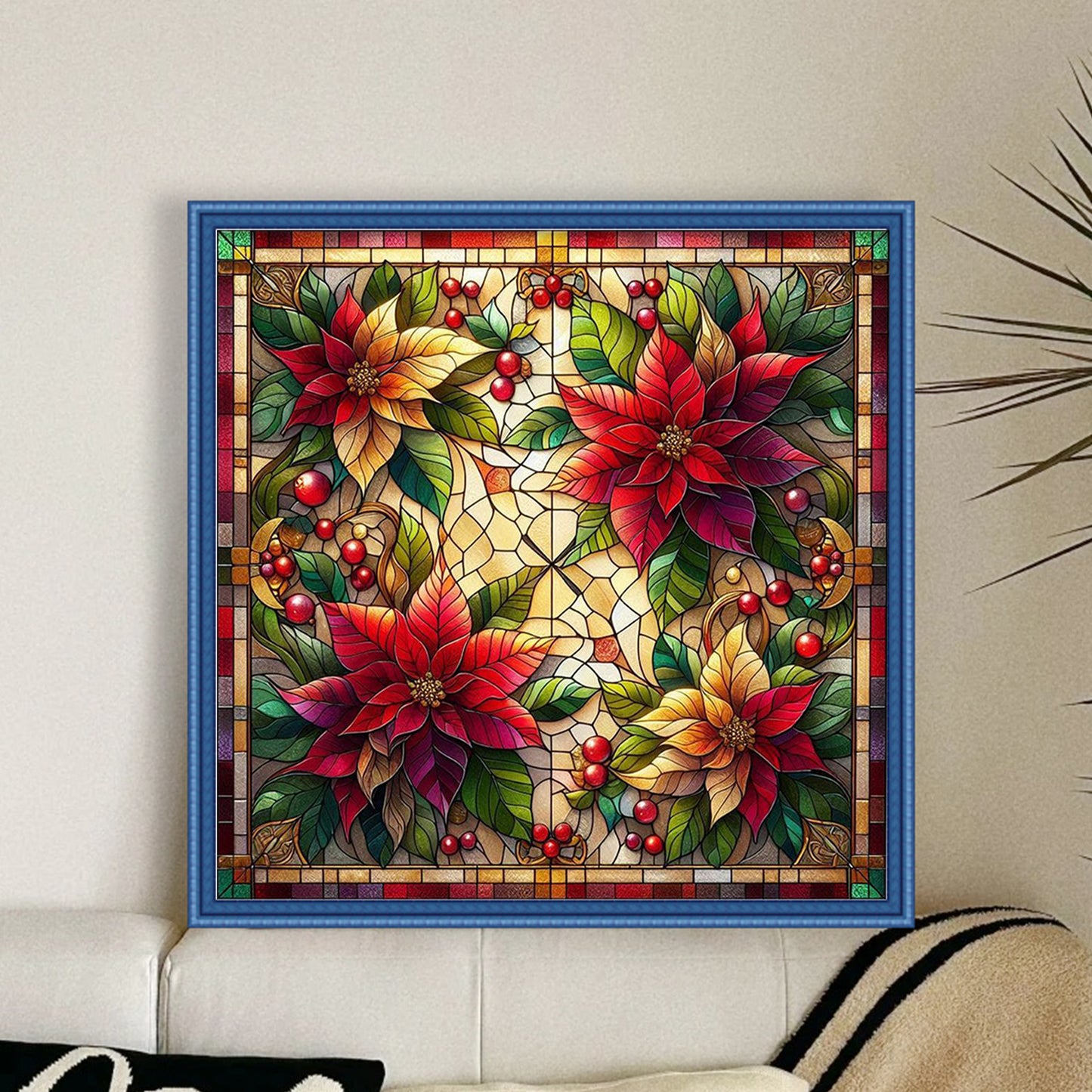 Christmas Flower - Full 11CT Stamped Cross Stitch 45x45CM - Huacan