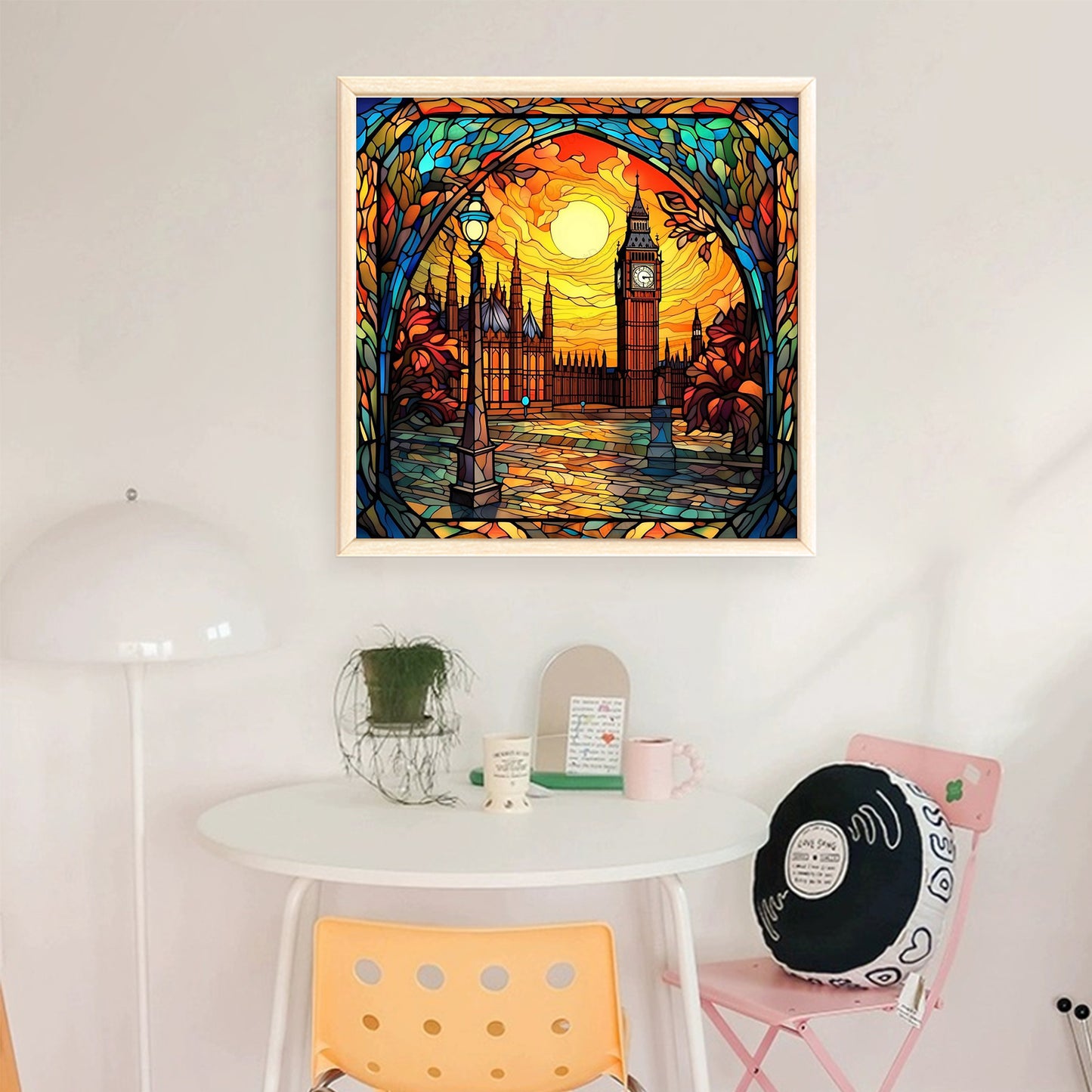 Stained Glass - Elizabeth Tower - Full 11CT Stamped Cross Stitch 45x45CM - Huacan