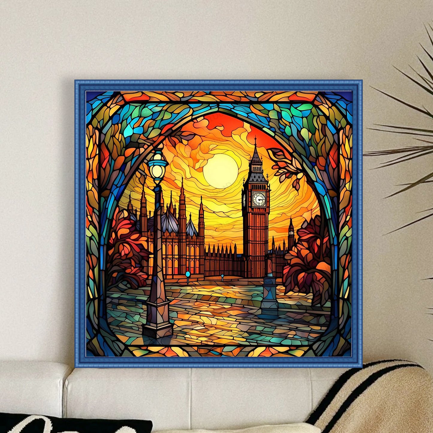 Stained Glass - Elizabeth Tower - Full 11CT Stamped Cross Stitch 45x45CM - Huacan
