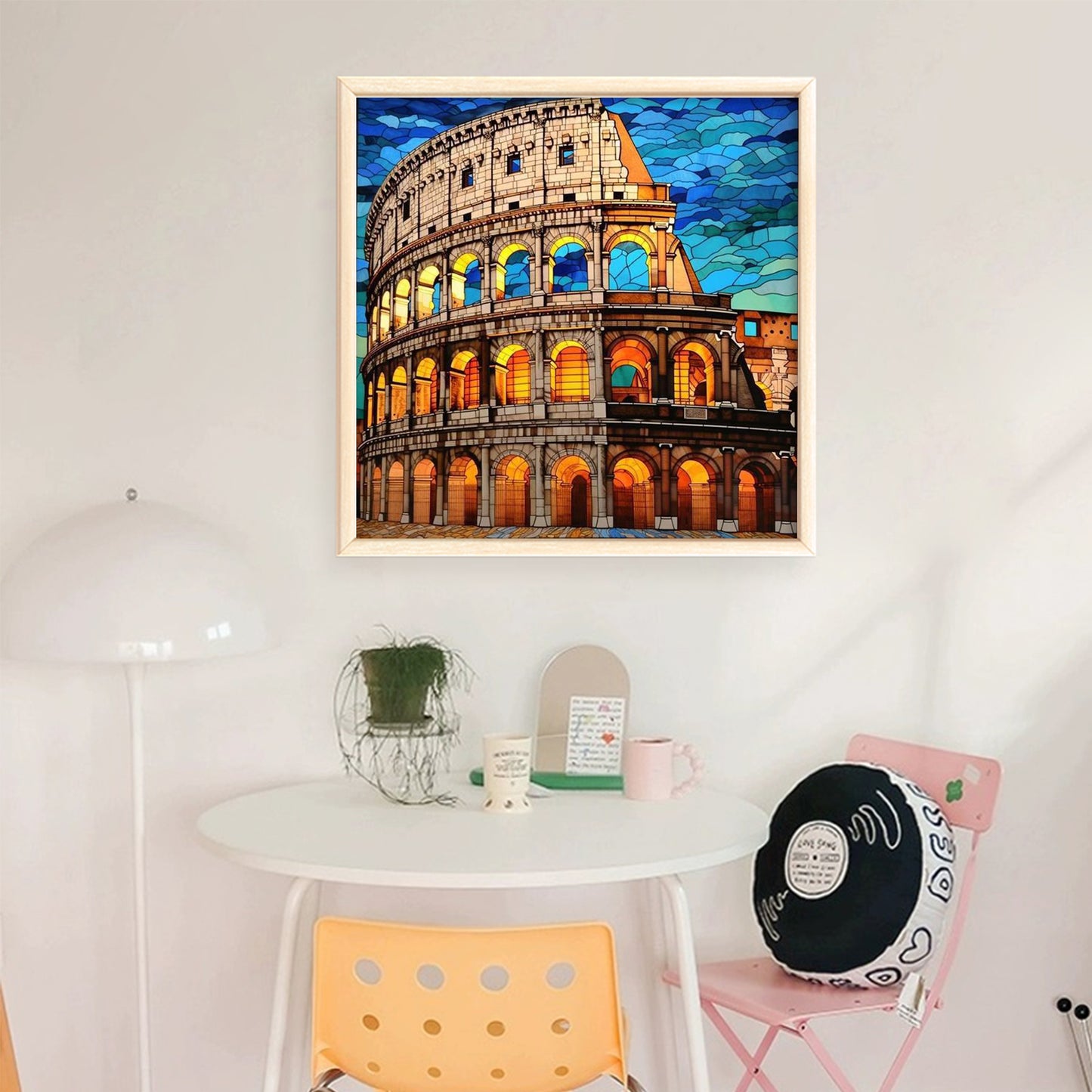 Stained Glass - Colosseum - Full 11CT Stamped Cross Stitch 45x45CM - Huacan