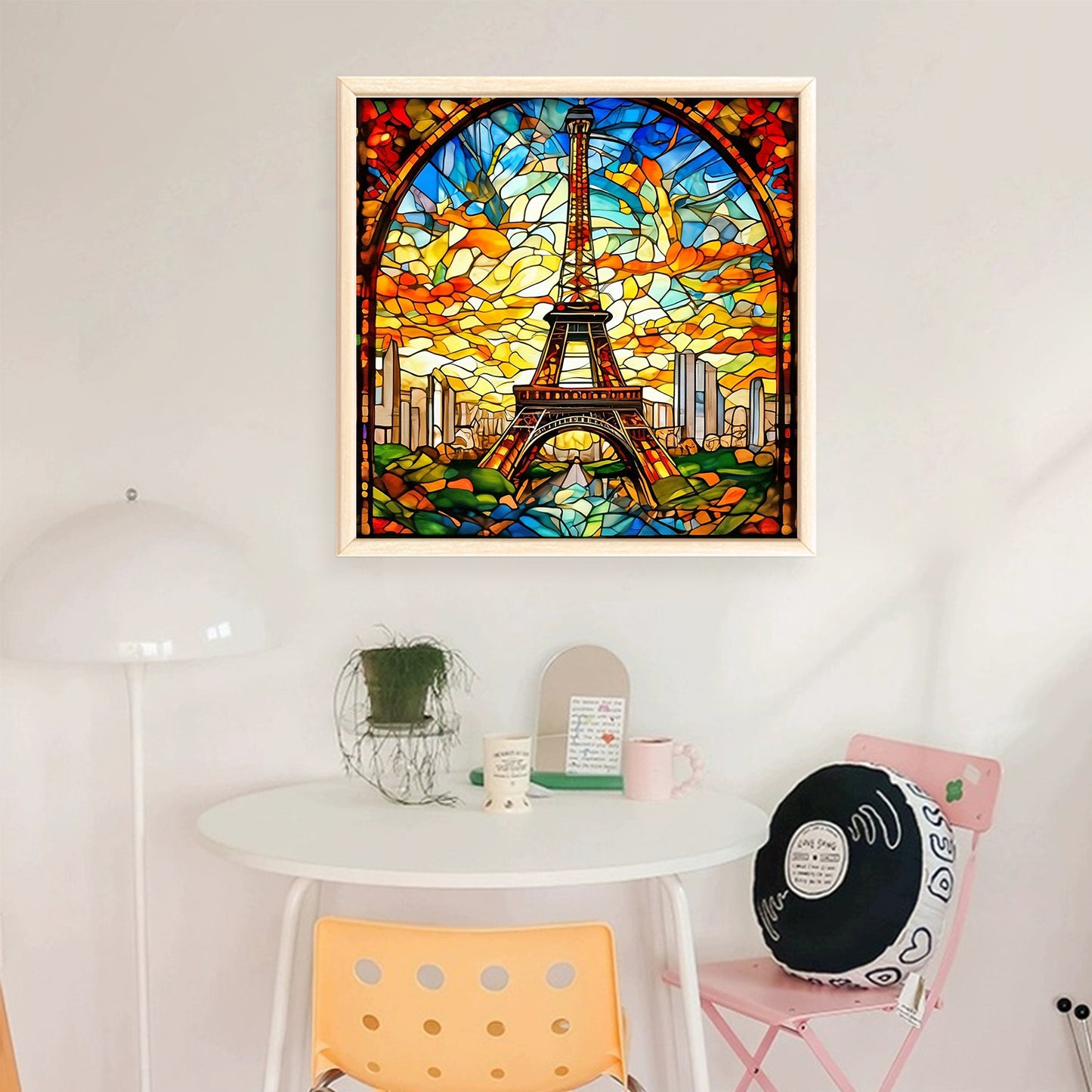 Stained Glass - Eiffel Tower - Full 11CT Stamped Cross Stitch 45x45CM - Huacan
