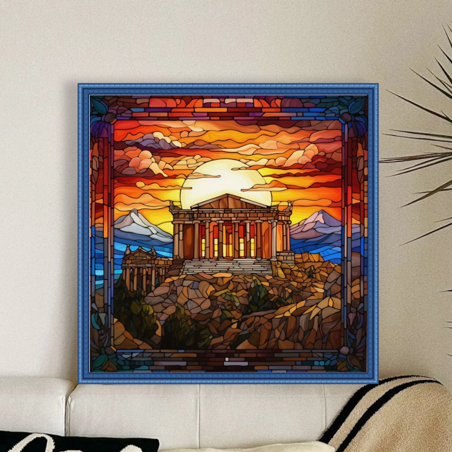 Stained Glass - Parthenon - Full 11CT Stamped Cross Stitch 45x45CM - Huacan