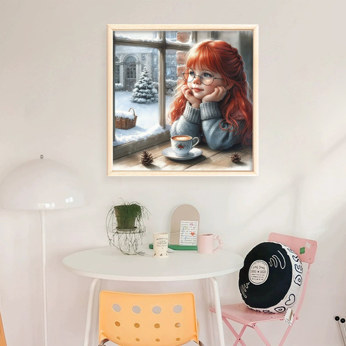 Girl By Window - Full 11CT Stamped Cross Stitch 45x45CM - Huacan