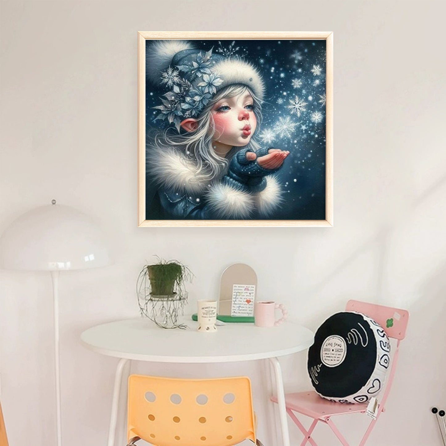 Girl In Snow Wind - Full 11CT Stamped Cross Stitch 45x45CM - Huacan