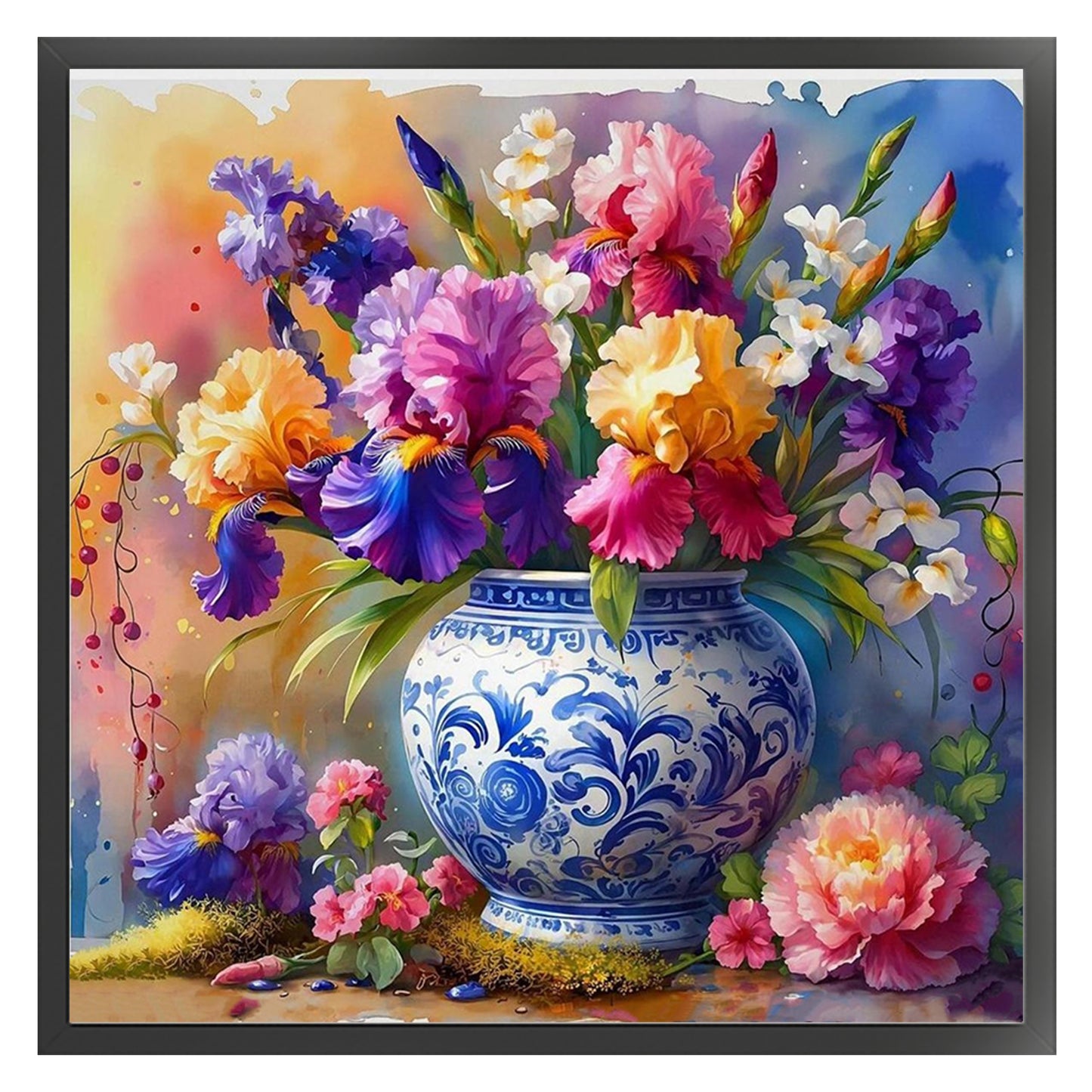 Vase - Full 11CT Stamped Cross Stitch 40x40CM - Huacan