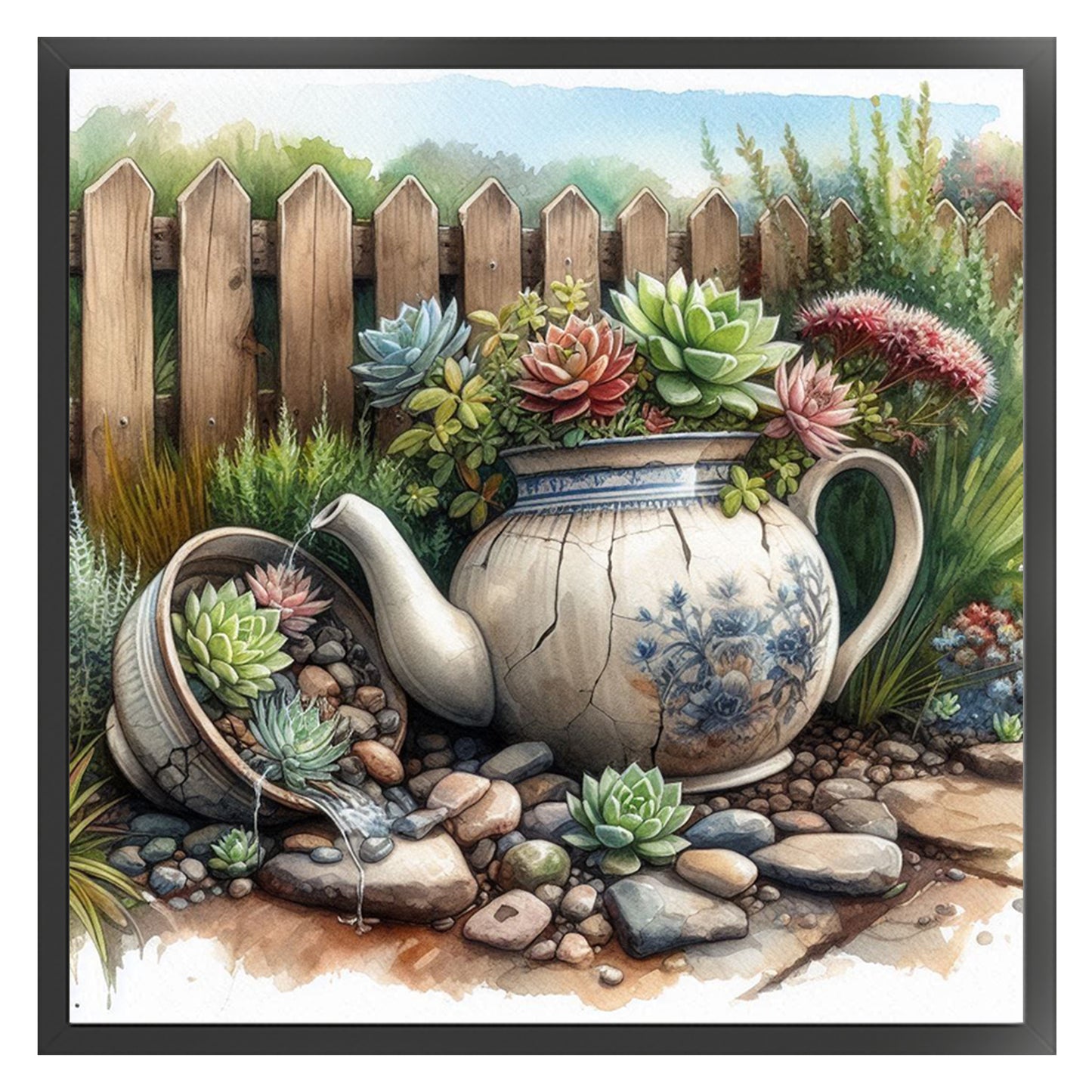 Succulent - Full 11CT Stamped Cross Stitch 40x40CM - Huacan