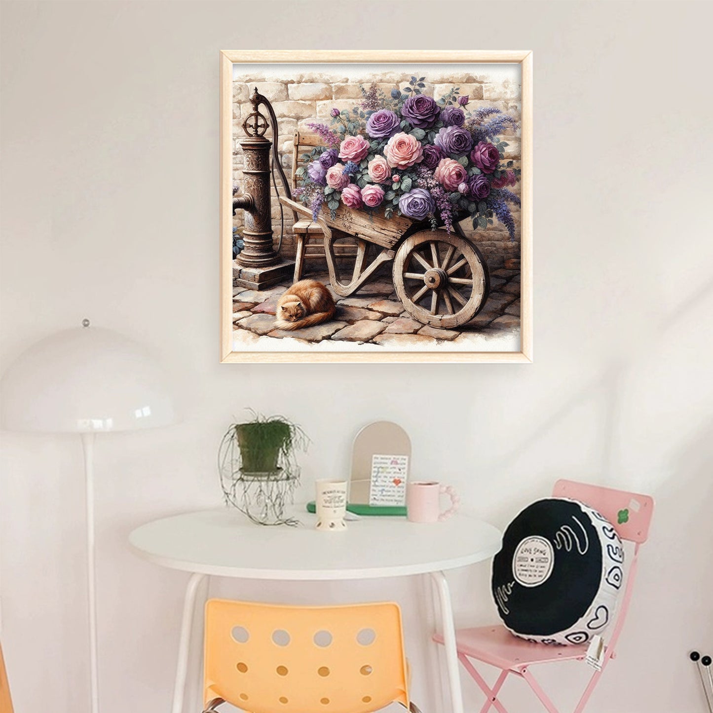Flower Cart - Full 11CT Stamped Cross Stitch 40x40CM - Huacan