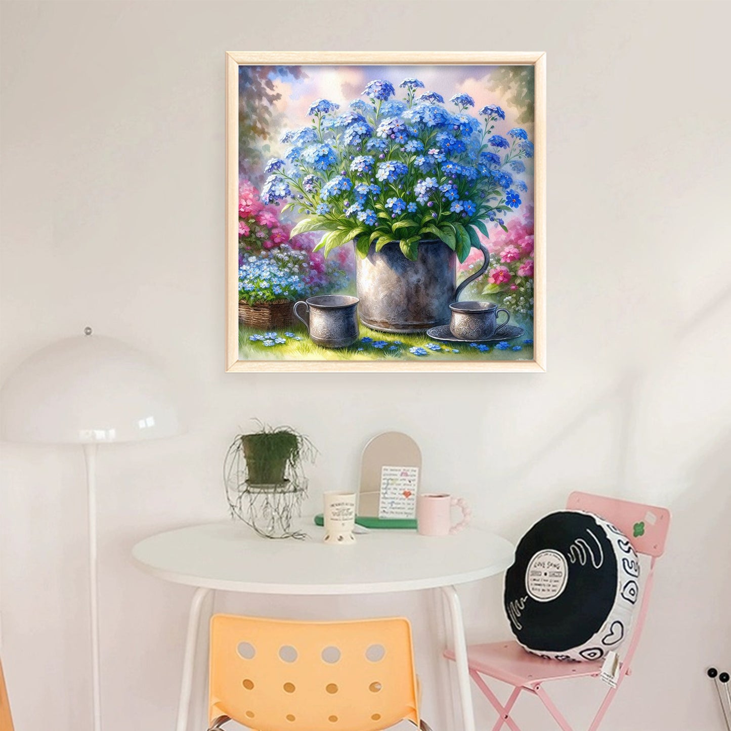 Flowers In Iron Bucket - Full 11CT Stamped Cross Stitch 40x40CM - Huacan
