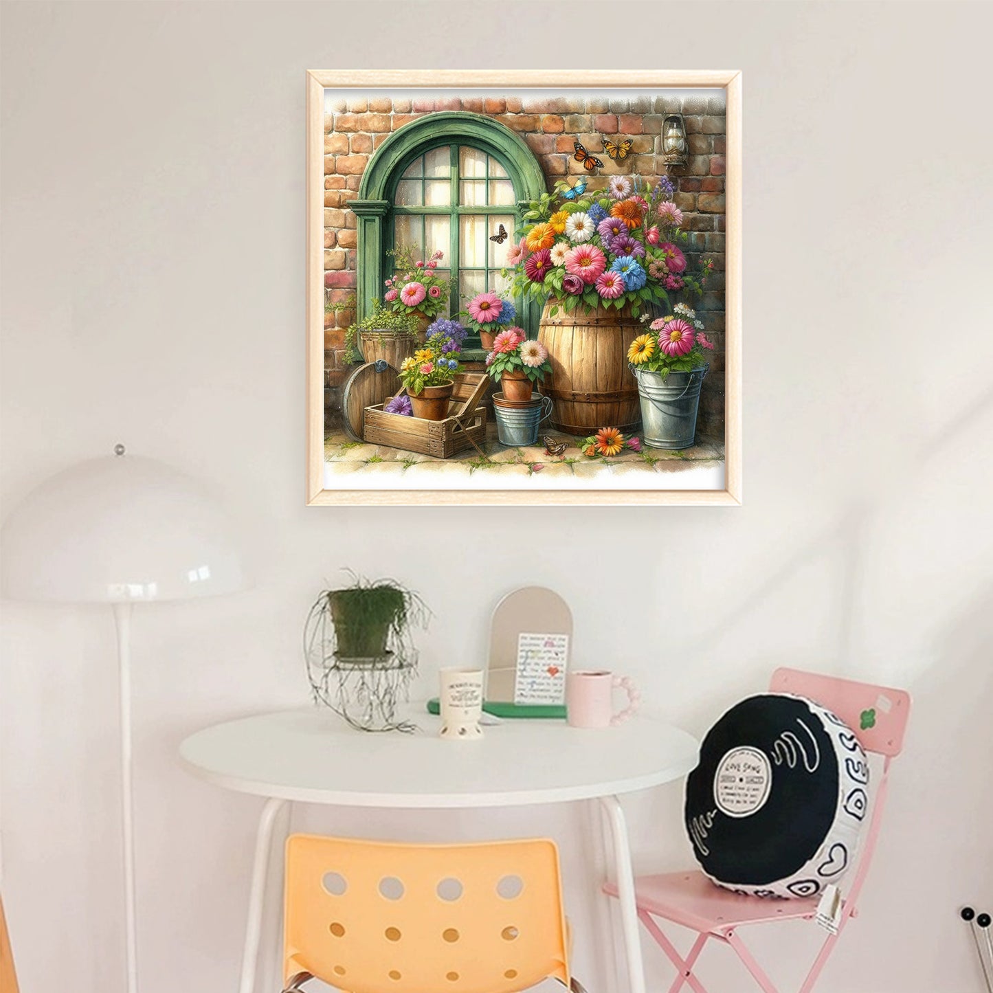 Flowers By Window - Full 11CT Stamped Cross Stitch 40x40CM - Huacan