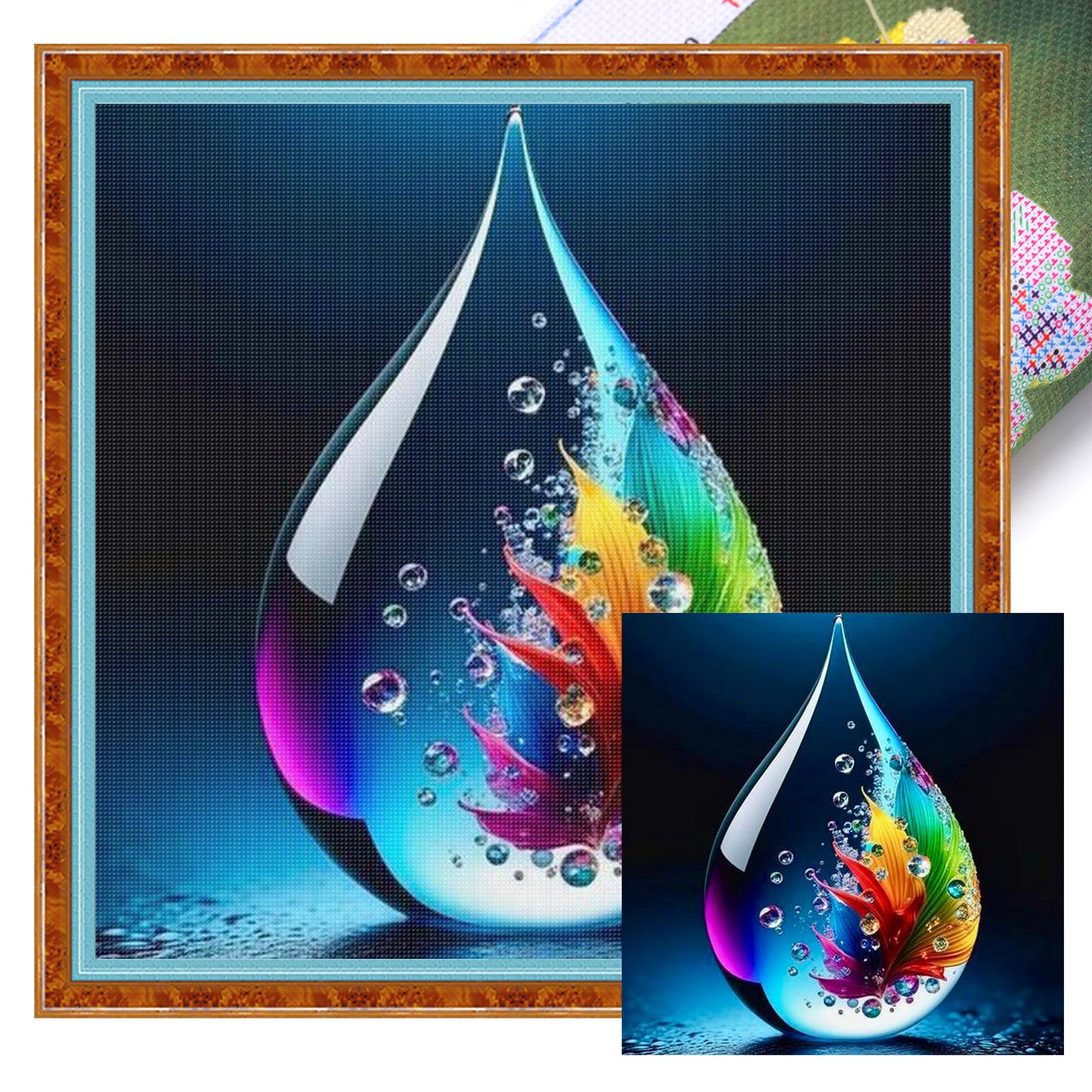 Water Drop Flower - Full 11CT Stamped Cross Stitch 45x45CM - Huacan