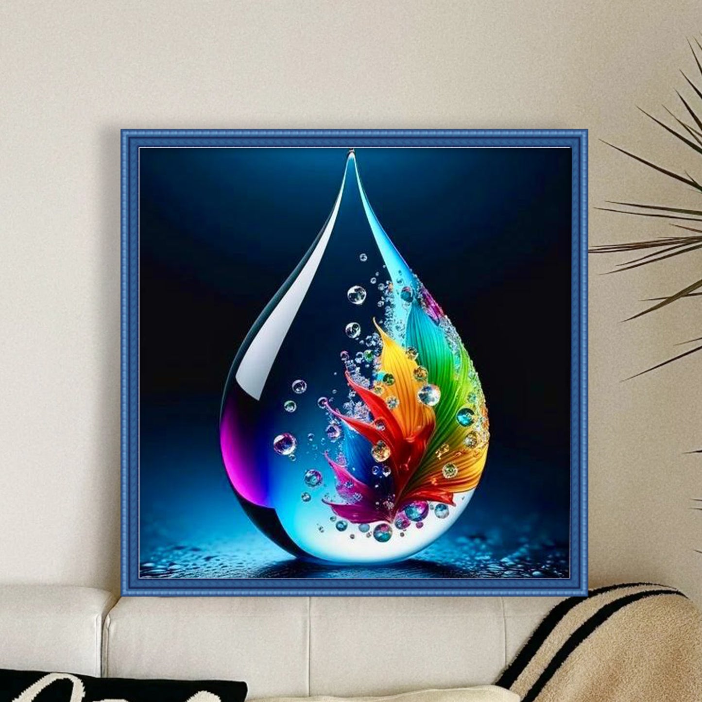 Water Drop Flower - Full 11CT Stamped Cross Stitch 45x45CM - Huacan