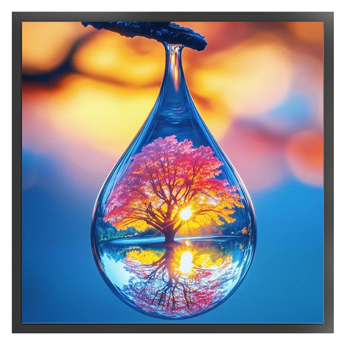 Water Drop Tree Of Life - Full 11CT Stamped Cross Stitch 45x45CM - Huacan