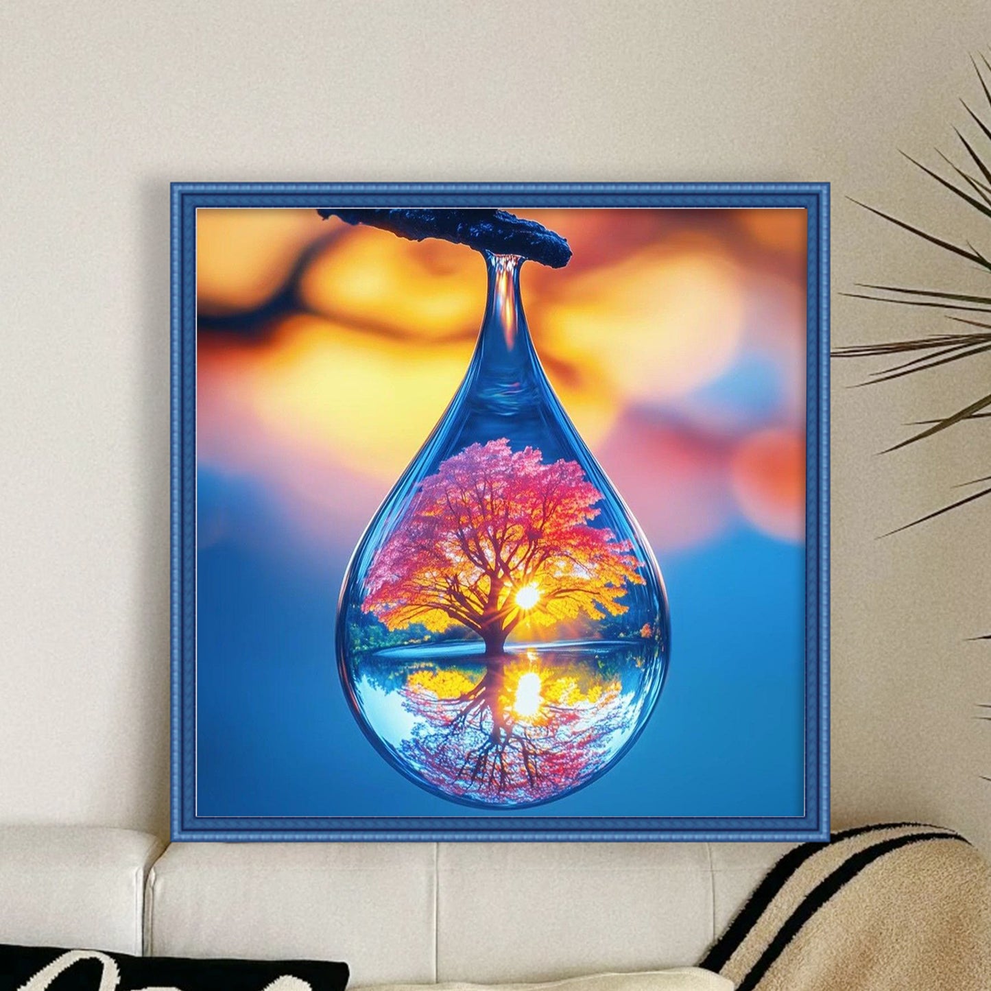 Water Drop Tree Of Life - Full 11CT Stamped Cross Stitch 45x45CM - Huacan