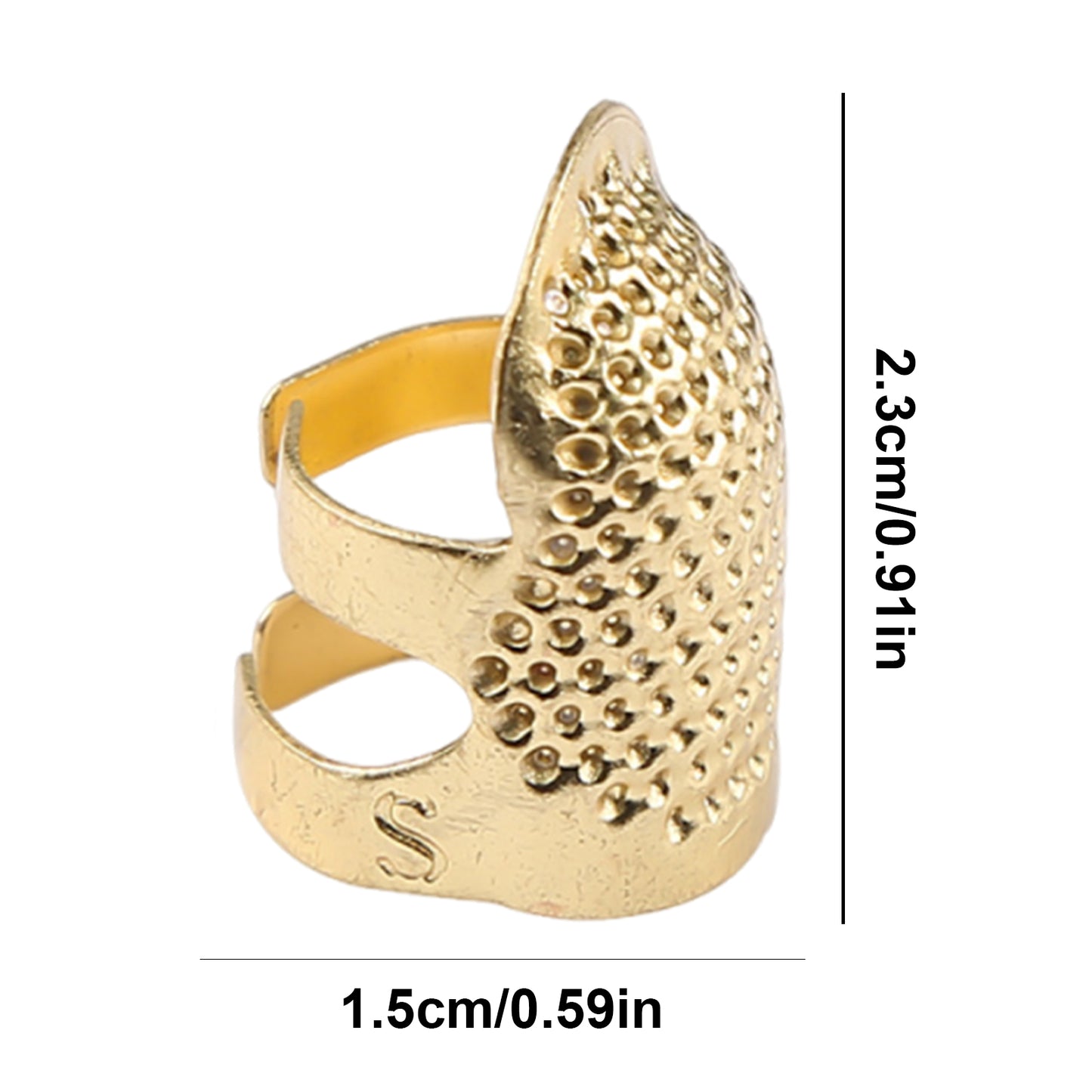 5PCS Cross-Stitch Tools Retro Adjustable Thimble Hand Sewing Thimble (Gold S)
