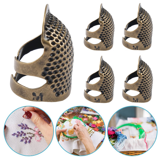 5PCS Cross-Stitch Tools Retro Adjustable Thimble Hand Sewing Thimble (Bronze M)