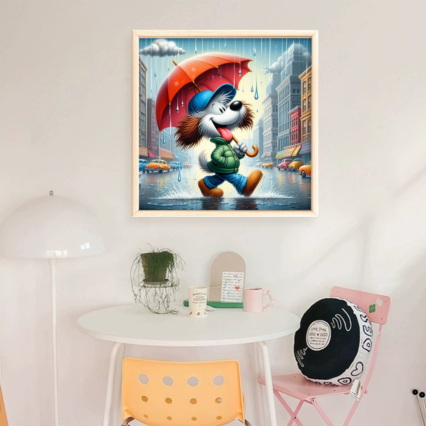 A Dog With An Umbrella - Full 11CT Stamped Cross Stitch 40x40CM - Yishu
