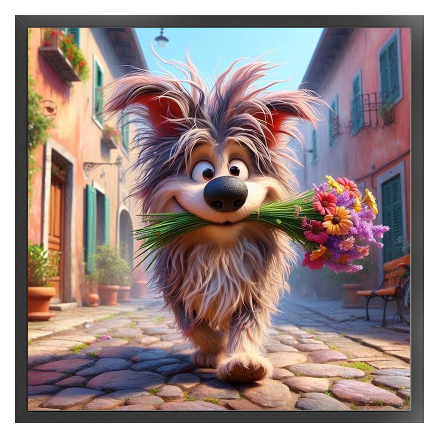 The Little Dog Carrying A Flower - Full 11CT Stamped Cross Stitch 40x40CM - Yishu