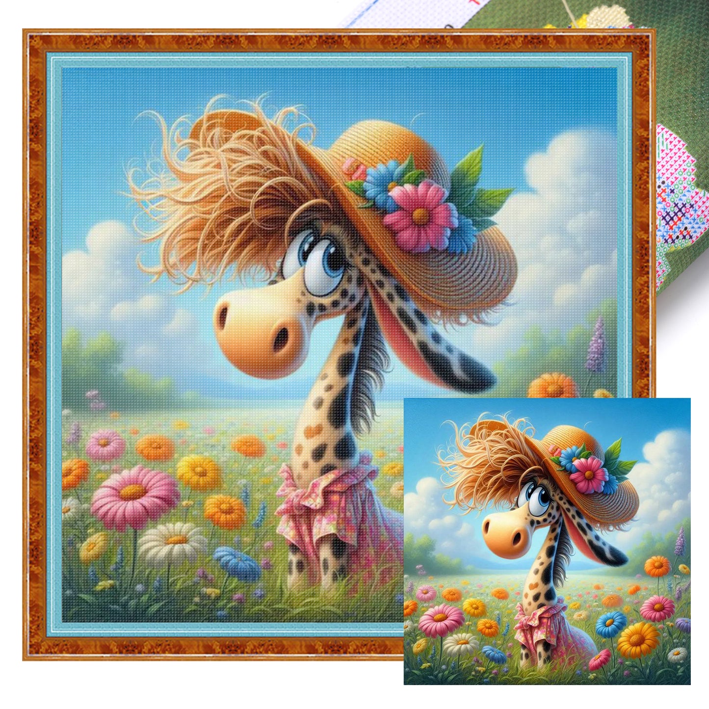 Giraffe - Full 11CT Stamped Cross Stitch 40x40CM - Yishu