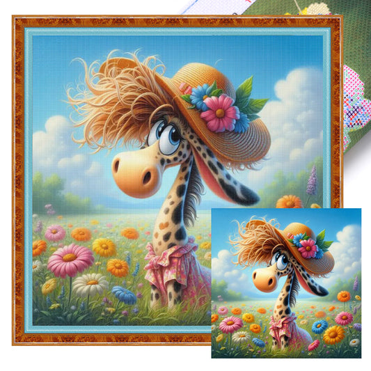 Giraffe - Full 11CT Stamped Cross Stitch 40x40CM - Yishu