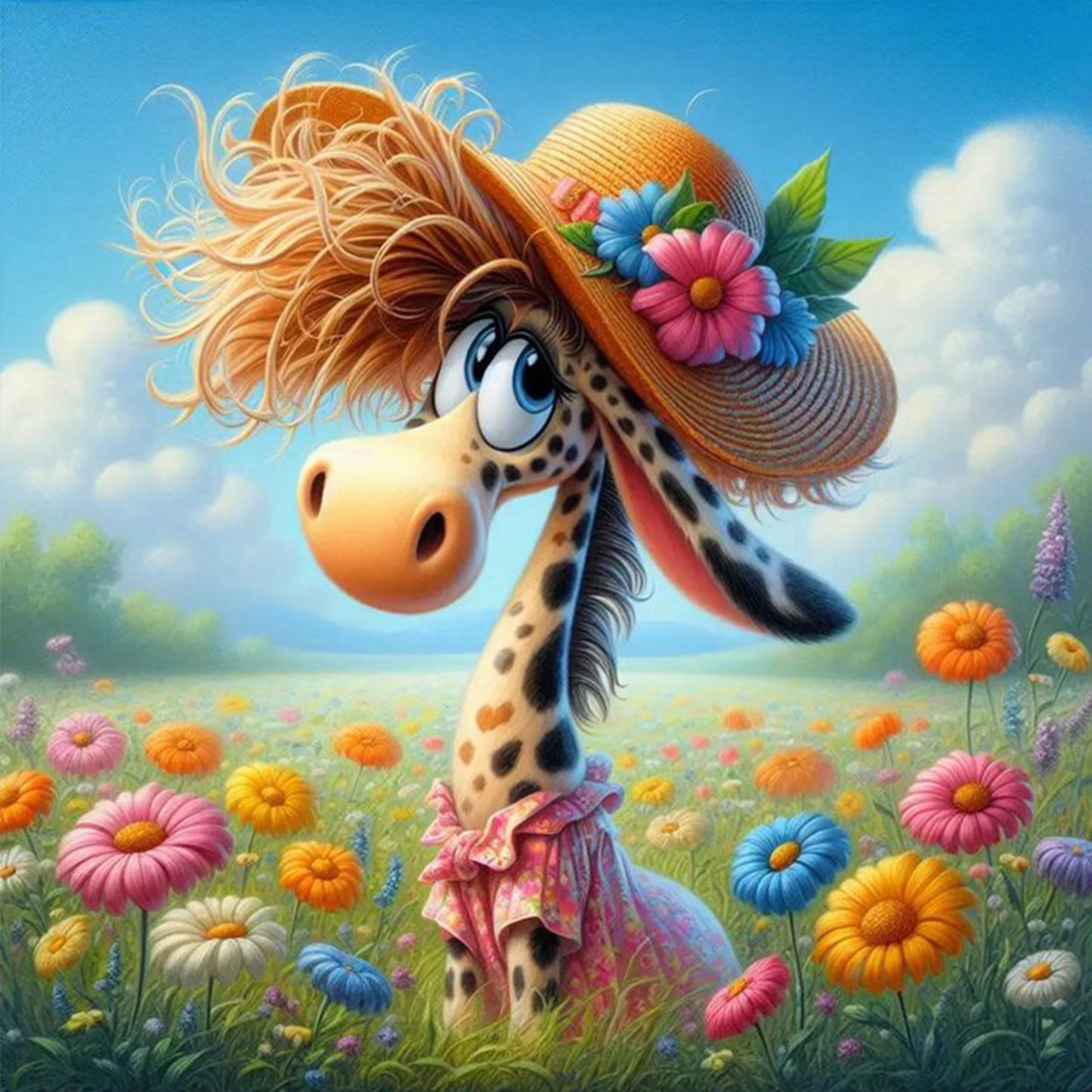 Giraffe - Full 11CT Stamped Cross Stitch 40x40CM - Yishu