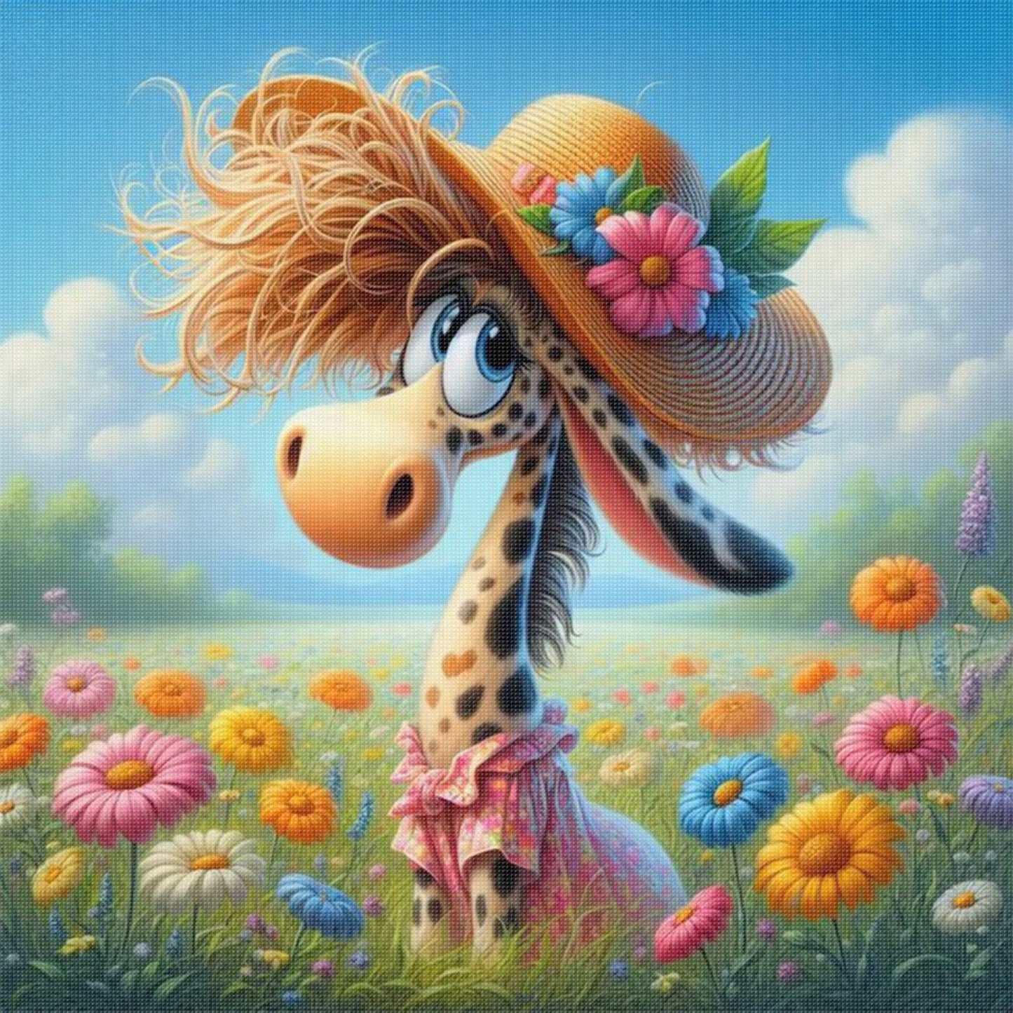 Giraffe - Full 11CT Stamped Cross Stitch 40x40CM - Yishu