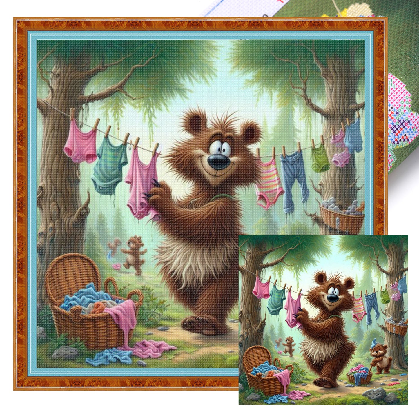 Bear - Full 11CT Stamped Cross Stitch 40x40CM - Yishu