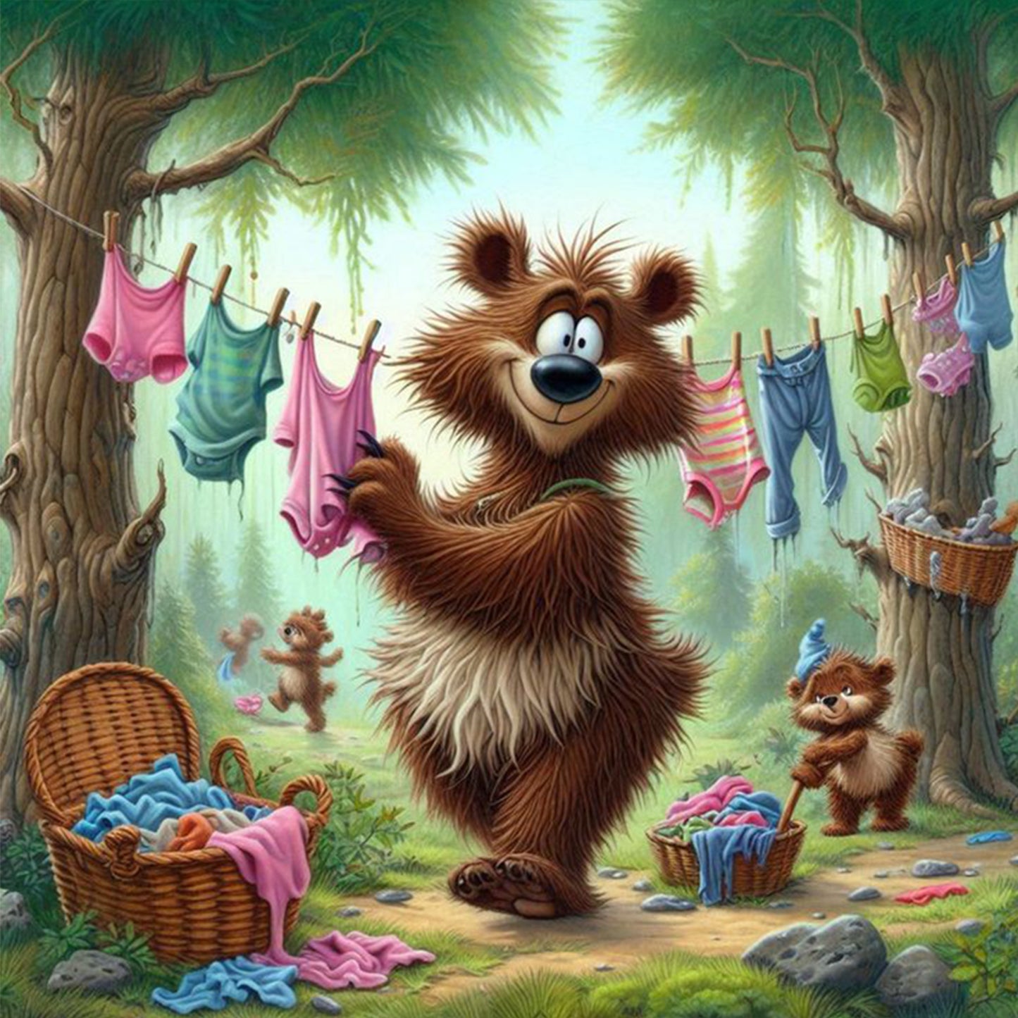 Bear - Full 11CT Stamped Cross Stitch 40x40CM - Yishu