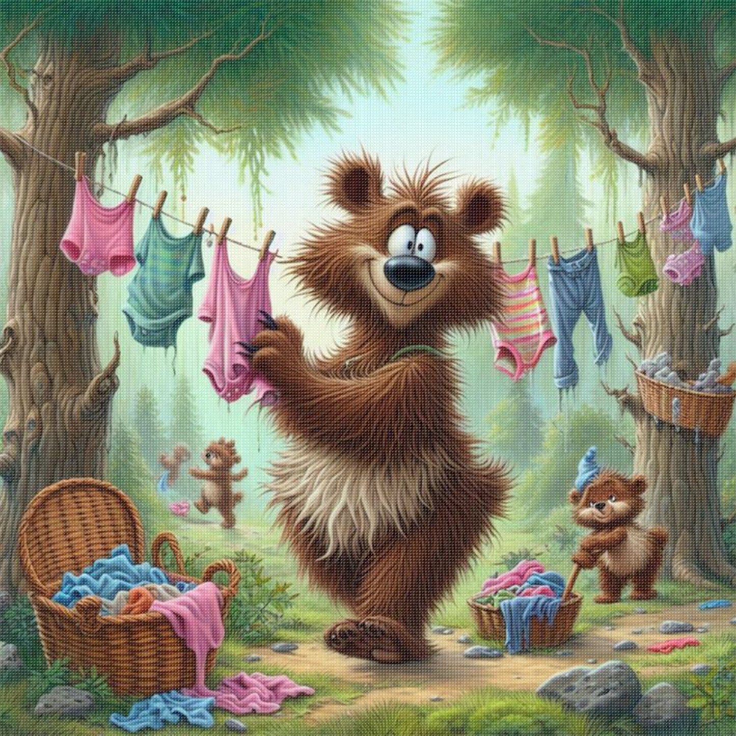 Bear - Full 11CT Stamped Cross Stitch 40x40CM - Yishu