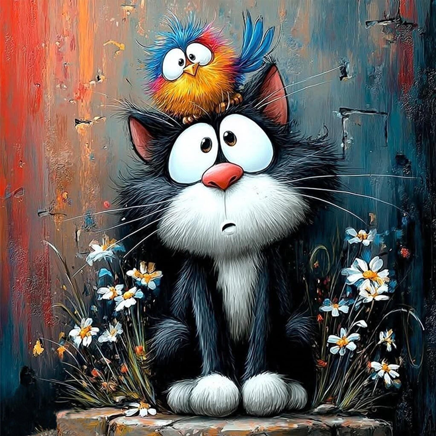 Cat - Full 11CT Stamped Cross Stitch 40x40CM - Yishu
