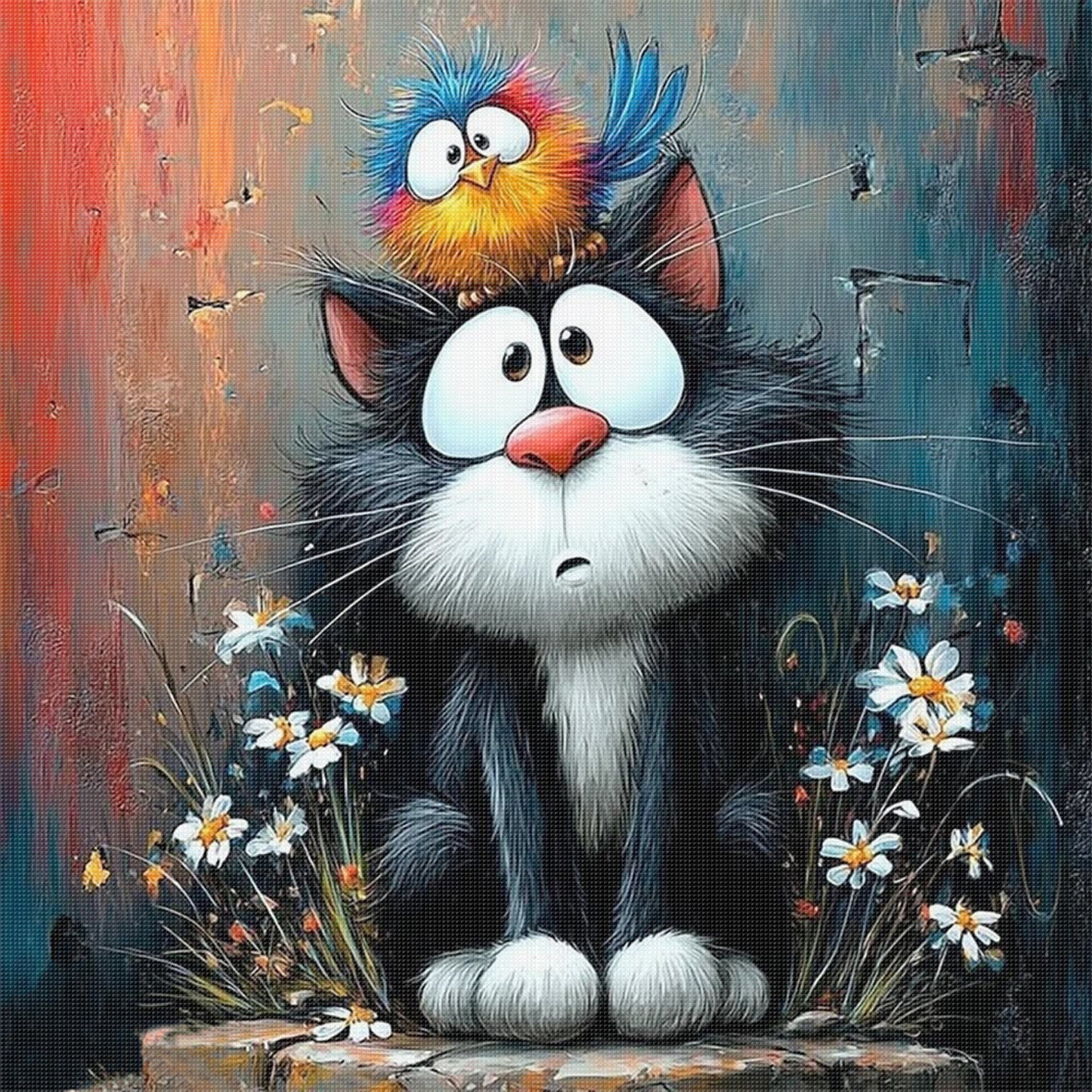 Cat - Full 11CT Stamped Cross Stitch 40x40CM - Yishu