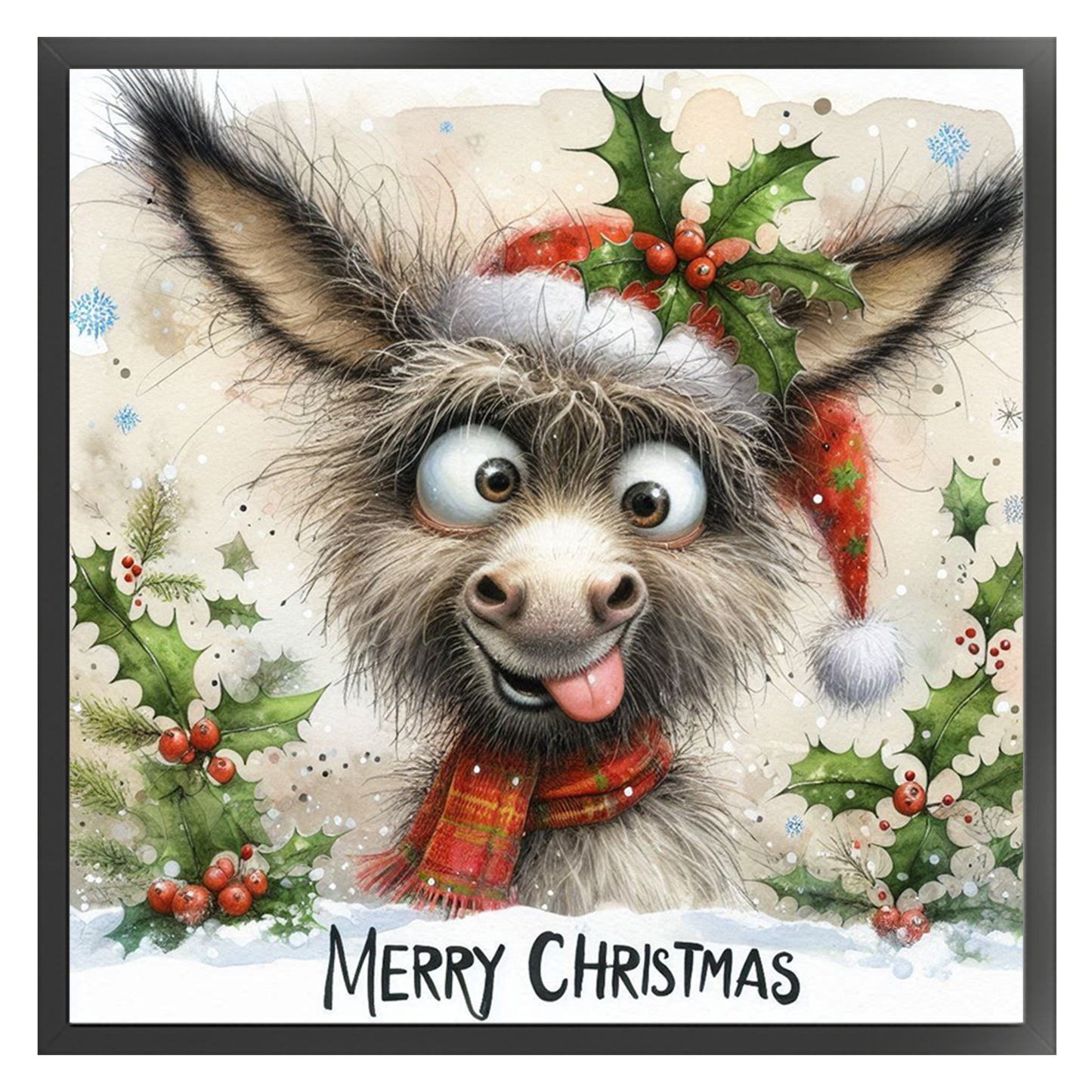 Christmas Donkey - Full 11CT Stamped Cross Stitch 40x40CM - Yishu