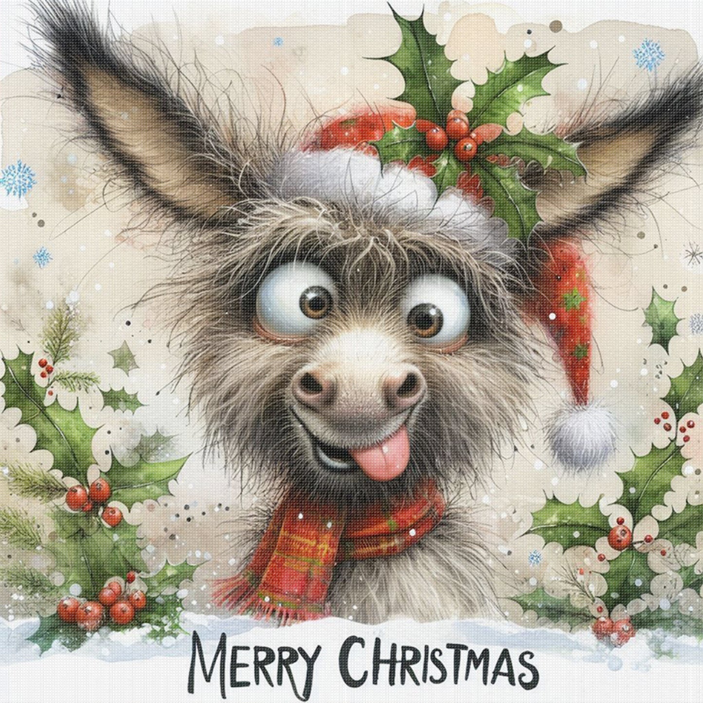 Christmas Donkey - Full 11CT Stamped Cross Stitch 40x40CM - Yishu