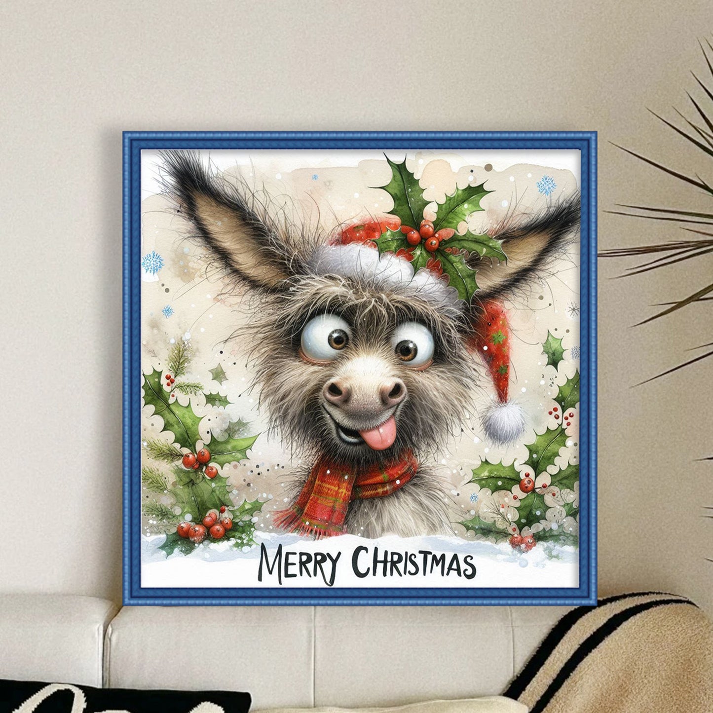 Christmas Donkey - Full 11CT Stamped Cross Stitch 40x40CM - Yishu