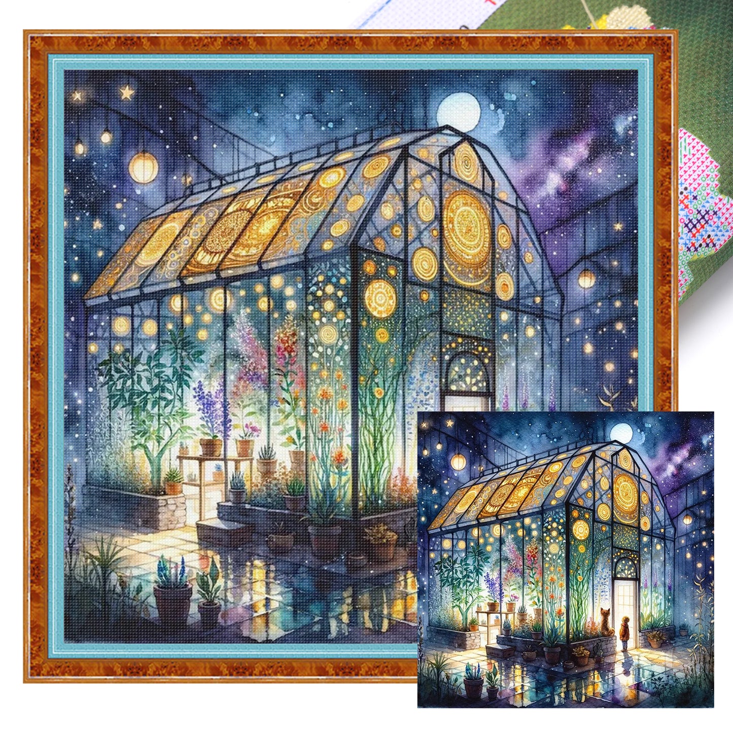 Flower House - Full 11CT Stamped Cross Stitch 50x50CM - Huacan