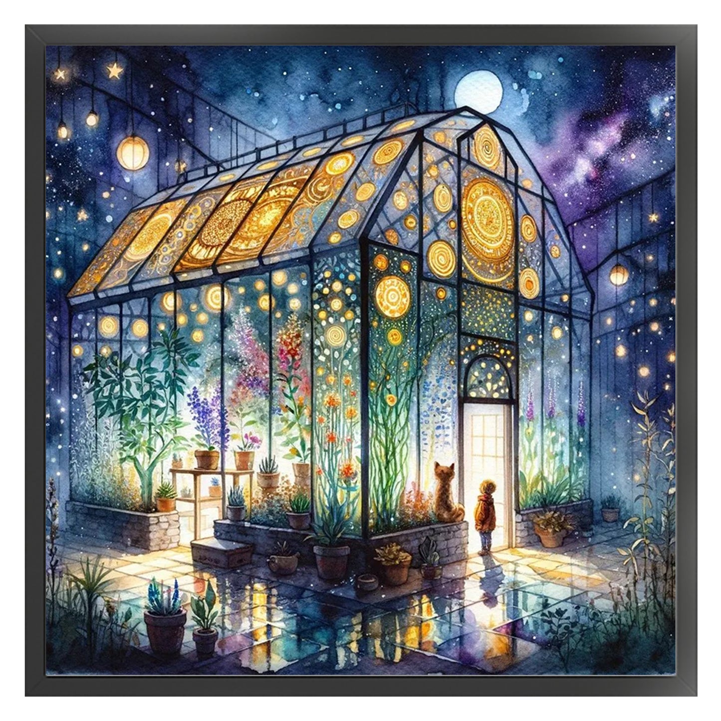 Flower House - Full 11CT Stamped Cross Stitch 50x50CM - Huacan