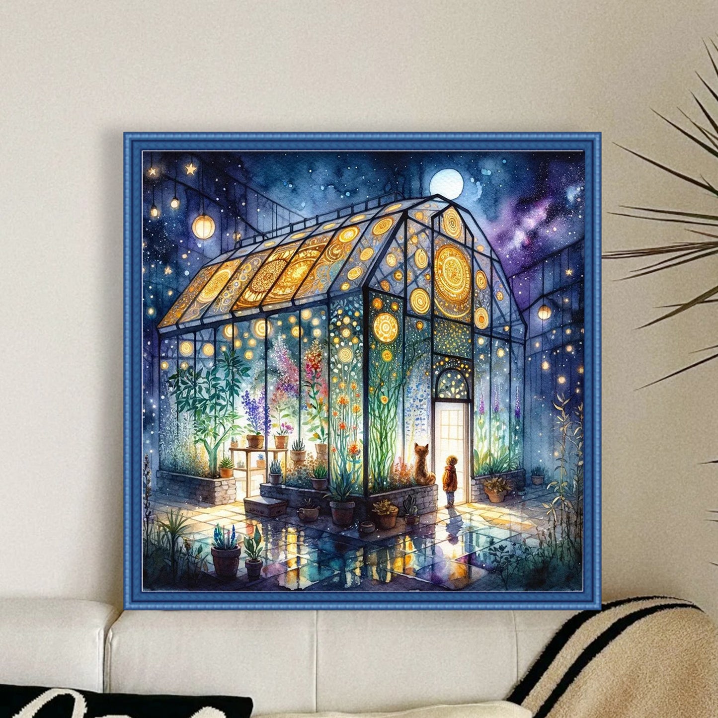 Flower House - Full 11CT Stamped Cross Stitch 50x50CM - Huacan