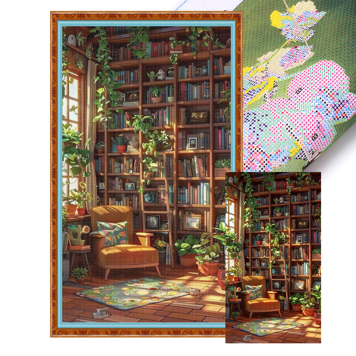 Study Room - Full 11CT Stamped Cross Stitch 40x70CM - Huacan