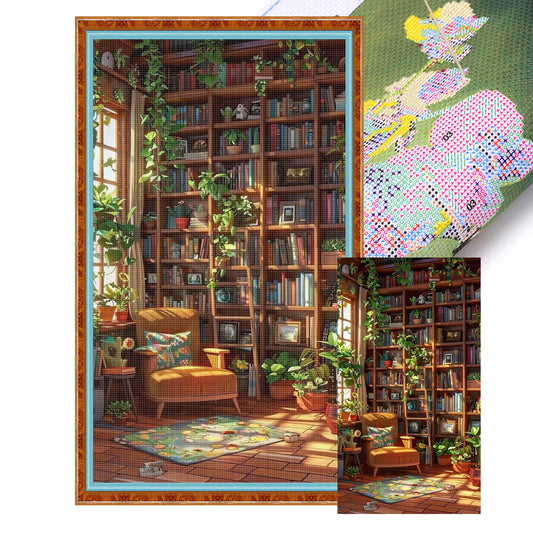 Study Room - Full 11CT Stamped Cross Stitch 40x70CM - Huacan