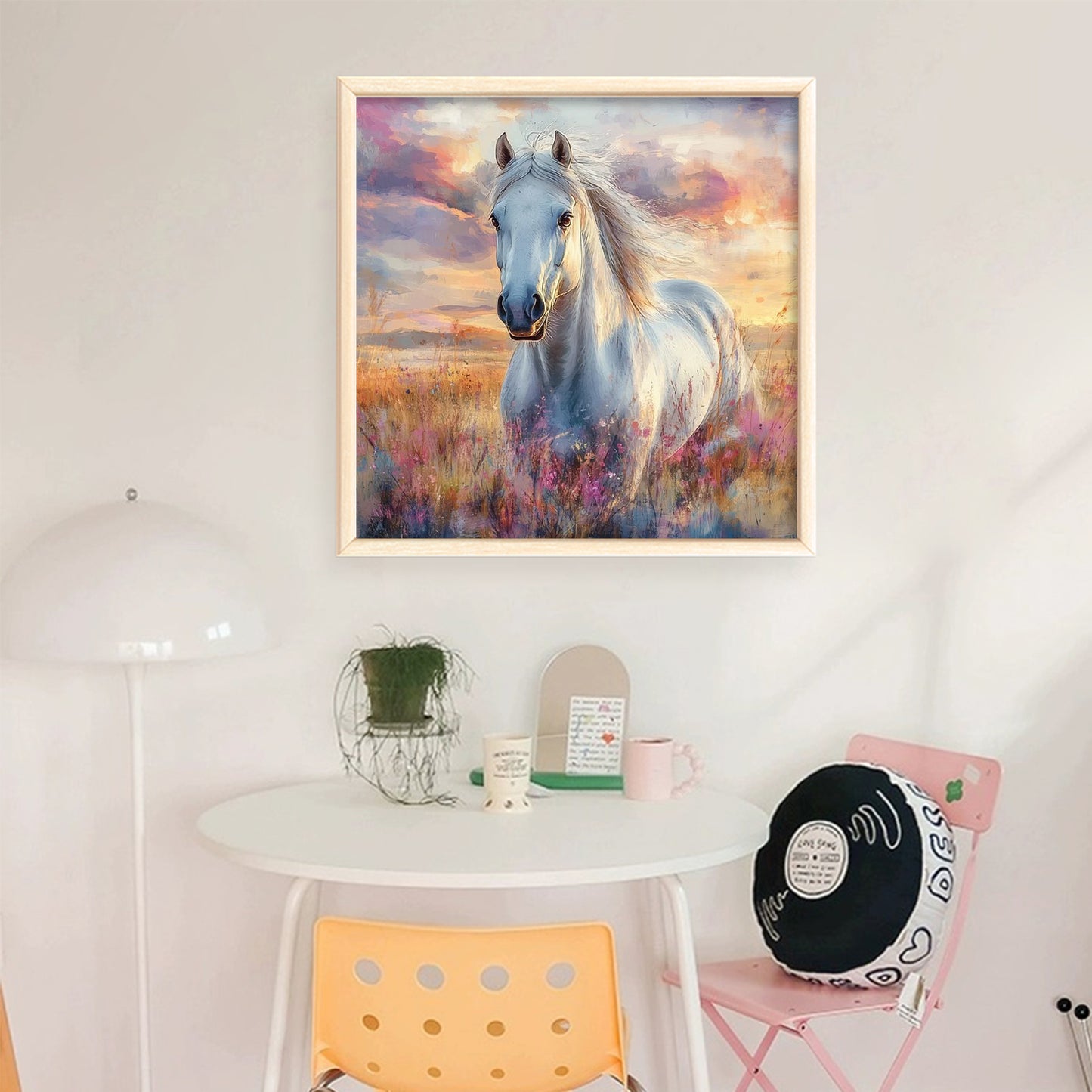 White Horse - Full 11CT Stamped Cross Stitch 40x40CM - Huacan