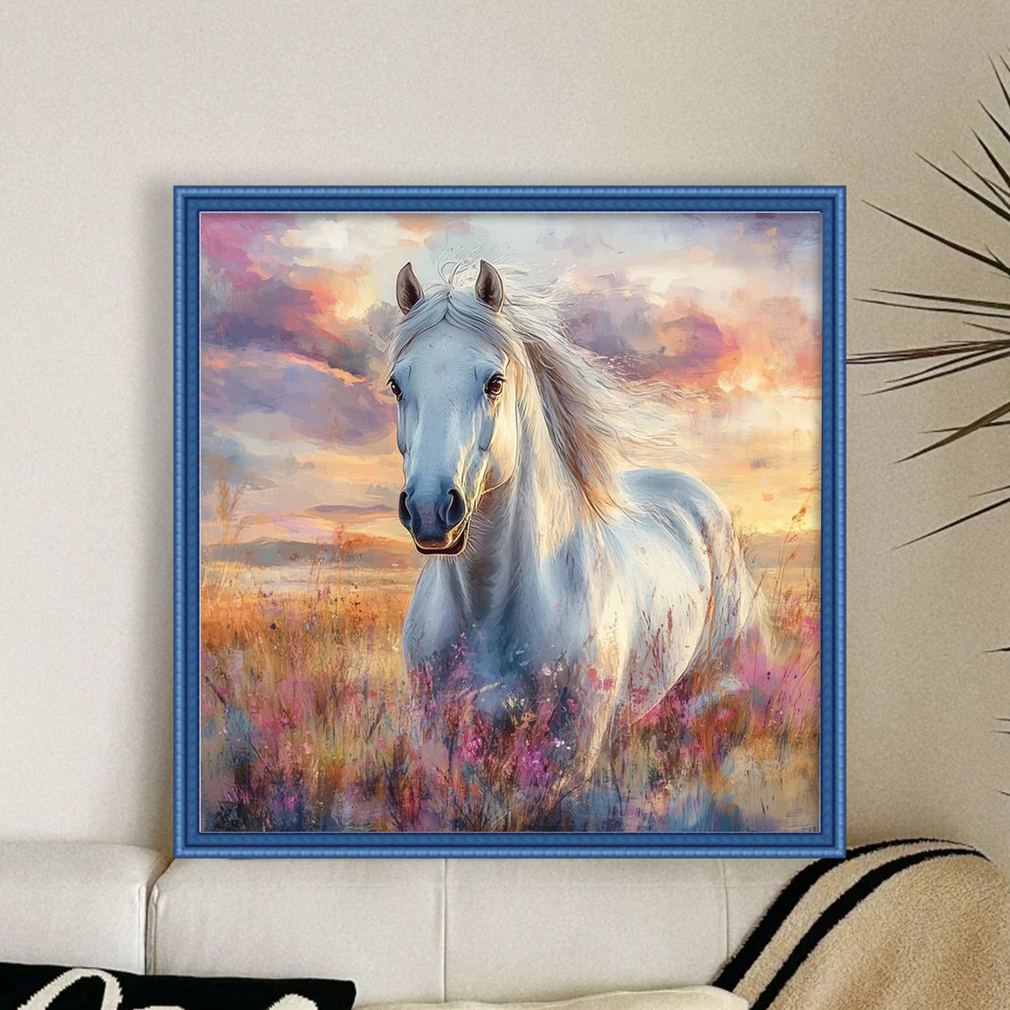 White Horse - Full 11CT Stamped Cross Stitch 40x40CM - Huacan