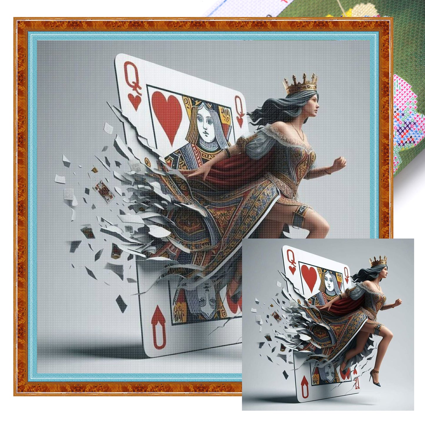 Card Queen - Full 11CT Stamped Cross Stitch 50x50CM - Huacan