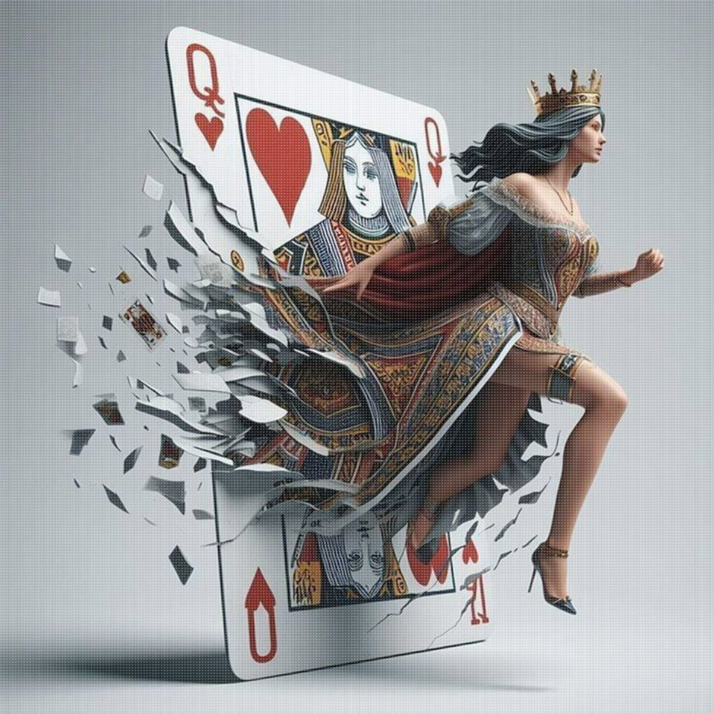 Card Queen - Full 11CT Stamped Cross Stitch 50x50CM - Huacan