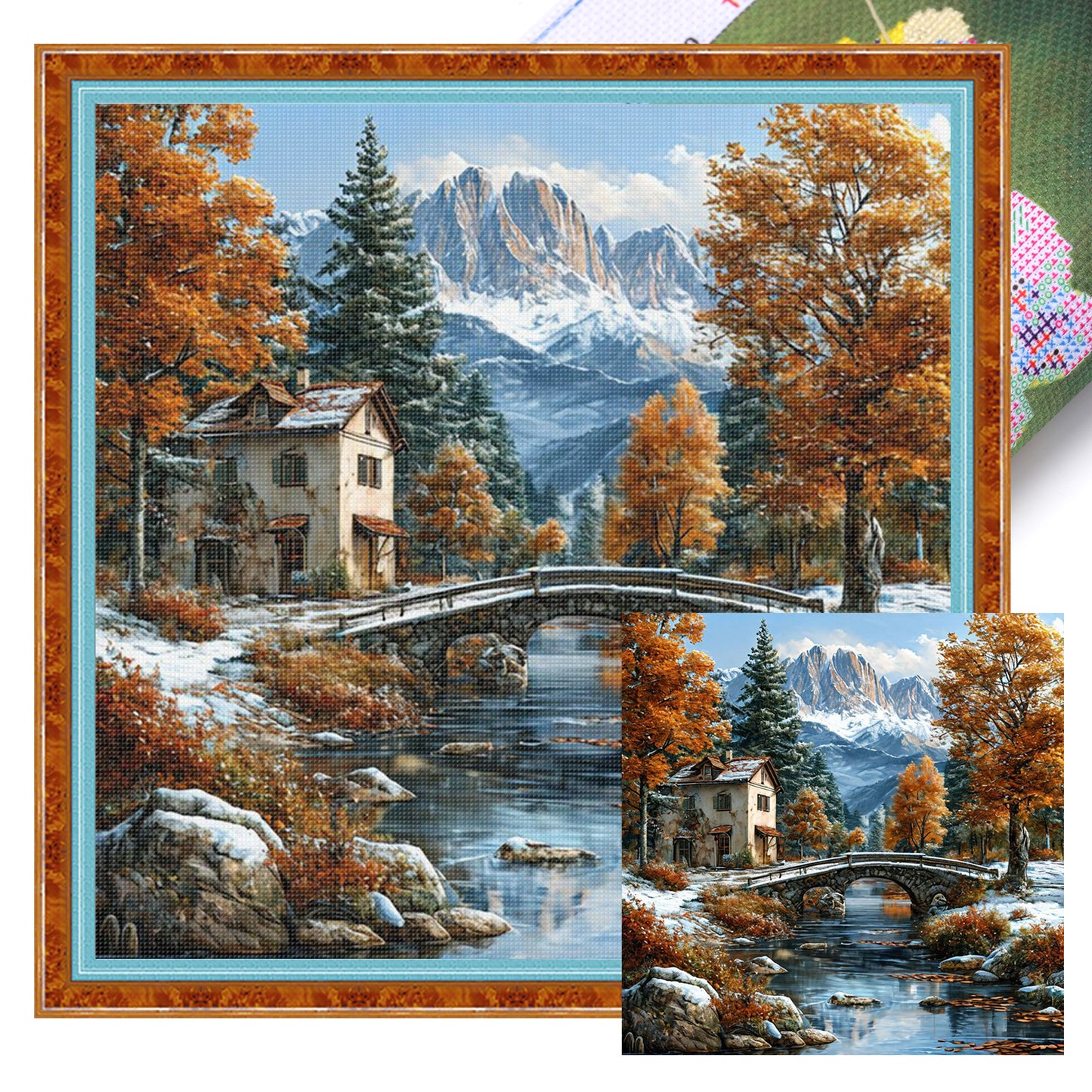 Autumn And Winter Scenery - Full 11CT Stamped Cross Stitch 50x50CM - Huacan