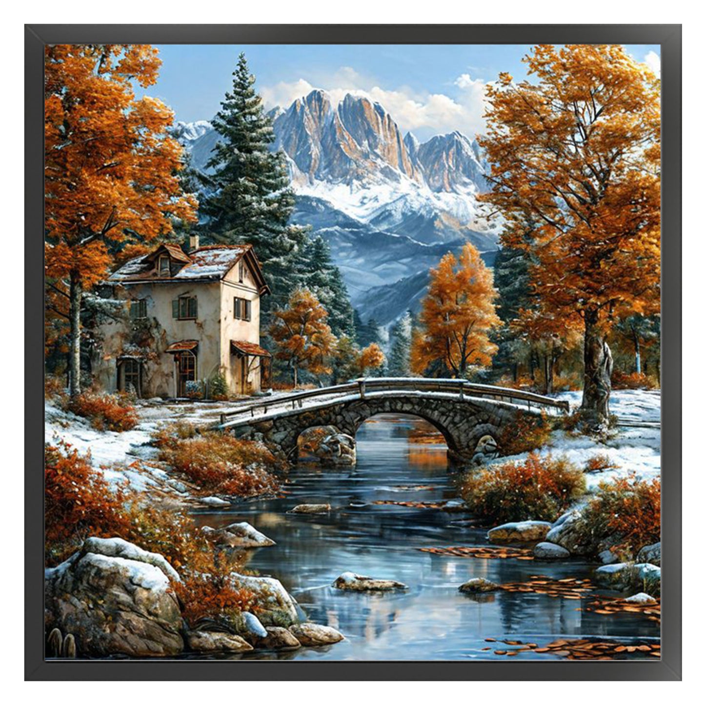 Autumn And Winter Scenery - Full 11CT Stamped Cross Stitch 50x50CM - Huacan