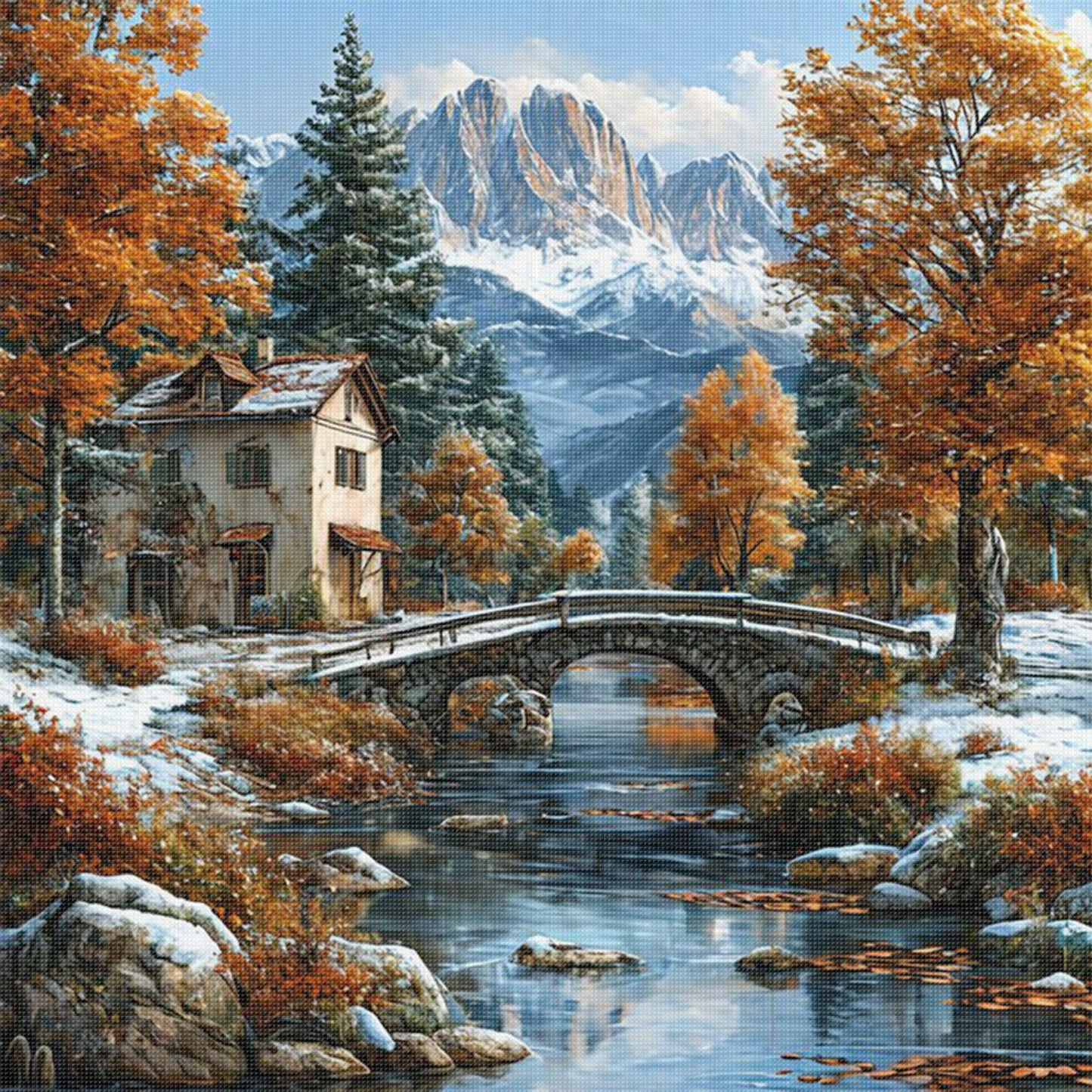 Autumn And Winter Scenery - Full 11CT Stamped Cross Stitch 50x50CM - Huacan
