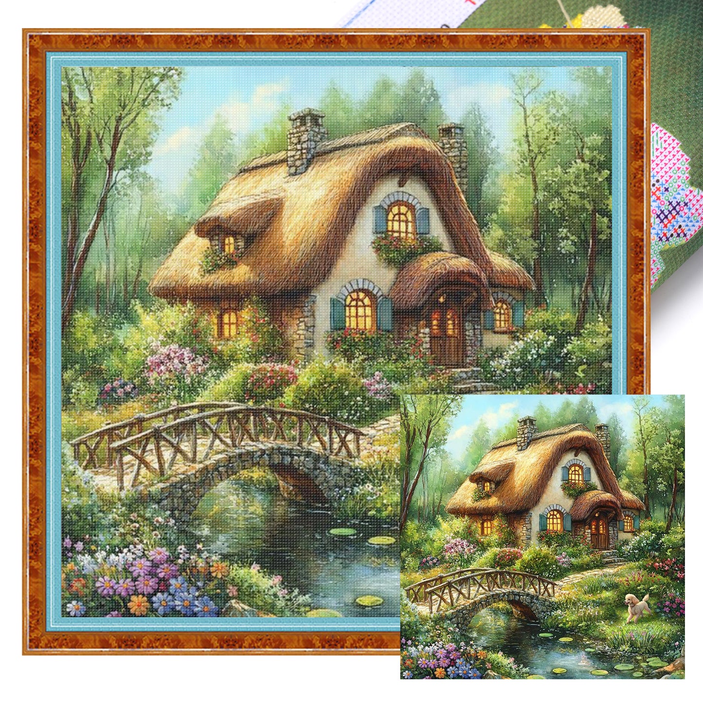Forest Hut - Full 11CT Stamped Cross Stitch 50x50CM - Huacan