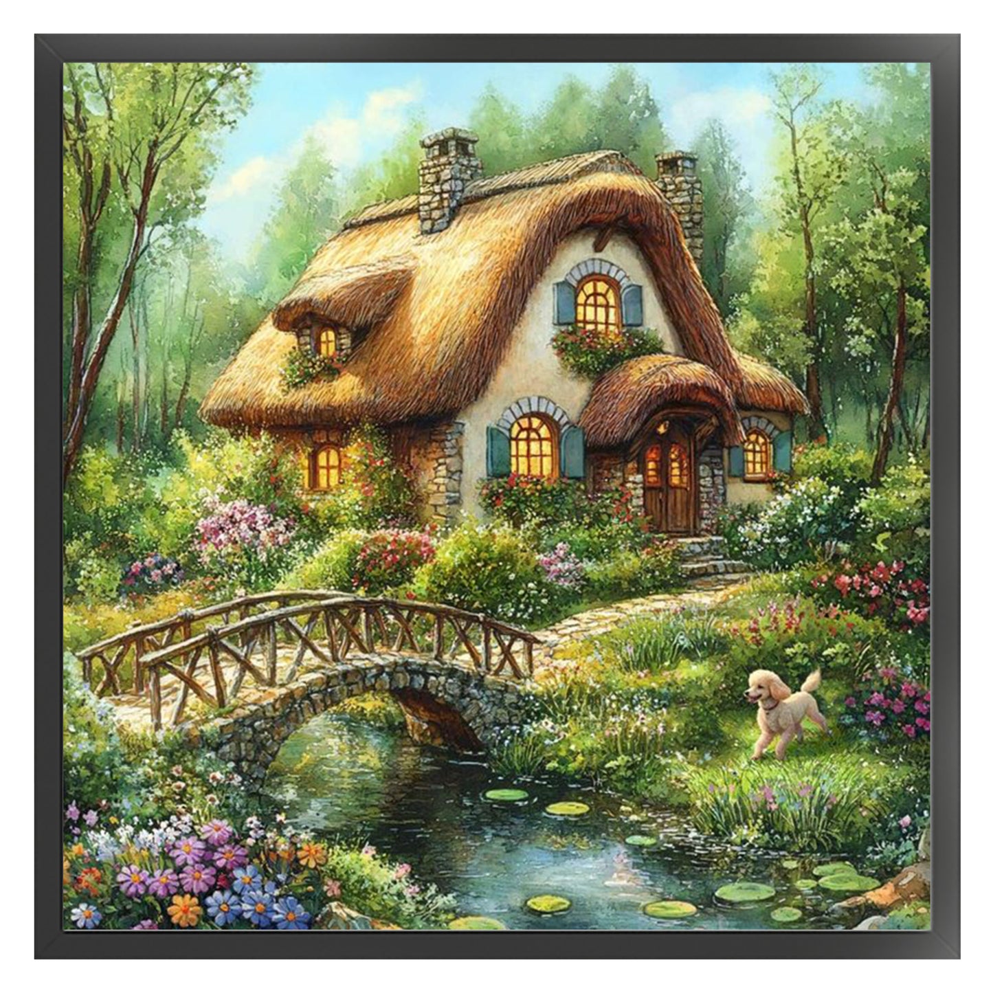 Forest Hut - Full 11CT Stamped Cross Stitch 50x50CM - Huacan