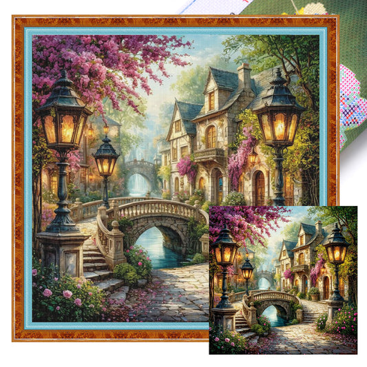 Small Town - Full 11CT Stamped Cross Stitch 50x50CM - Huacan